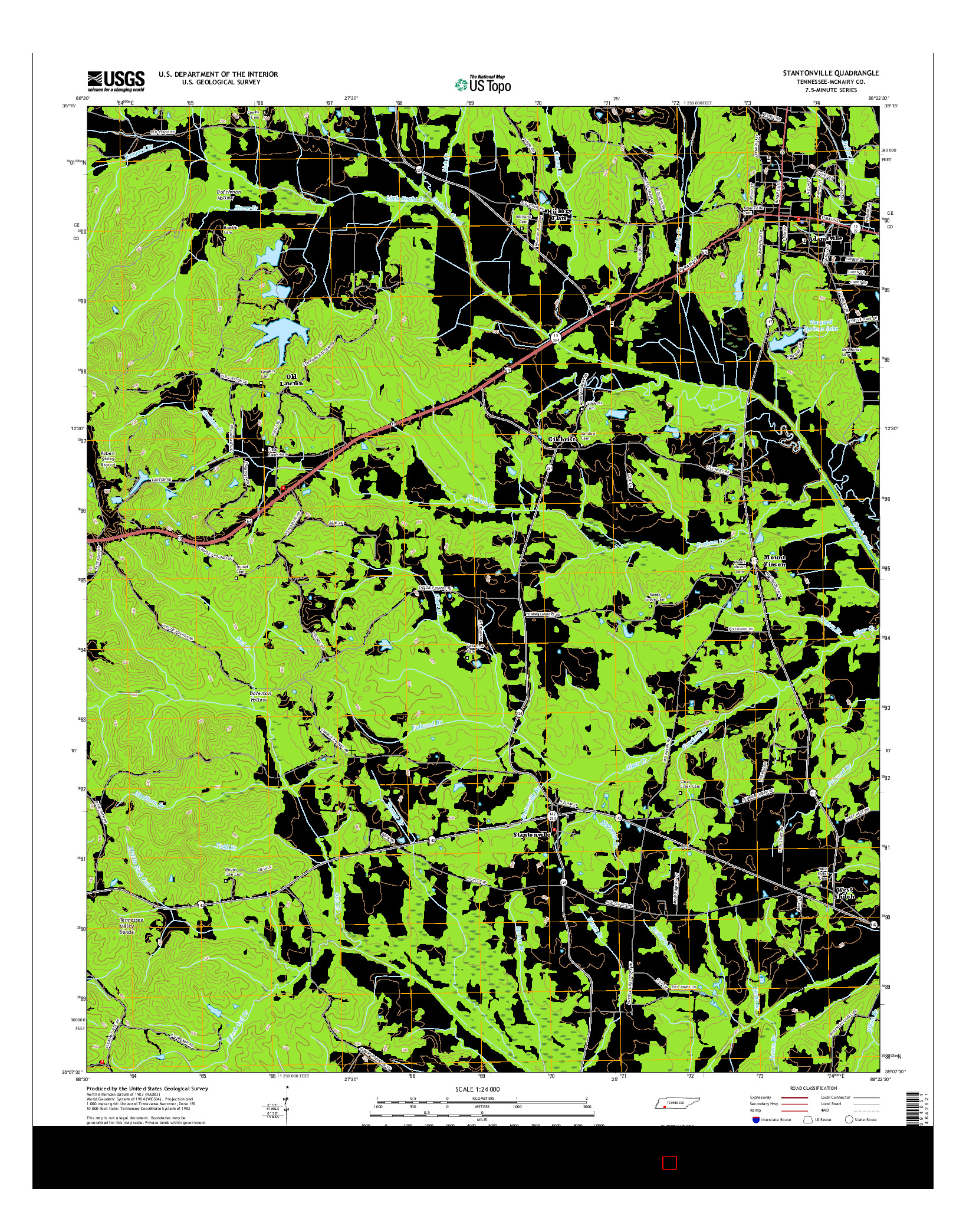 USGS US TOPO 7.5-MINUTE MAP FOR STANTONVILLE, TN 2016