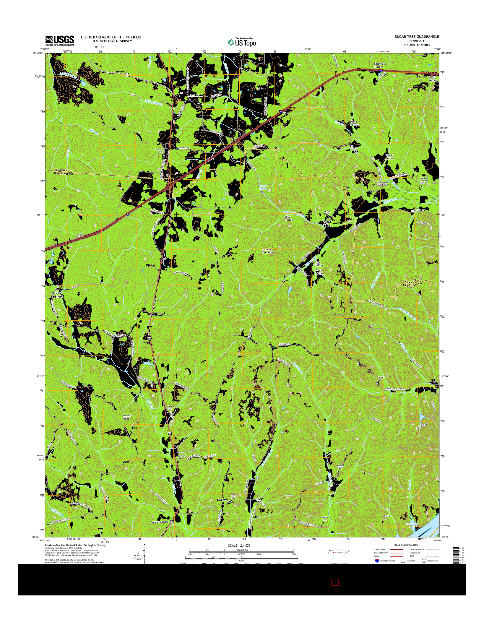 USGS US TOPO 7.5-MINUTE MAP FOR SUGAR TREE, TN 2016