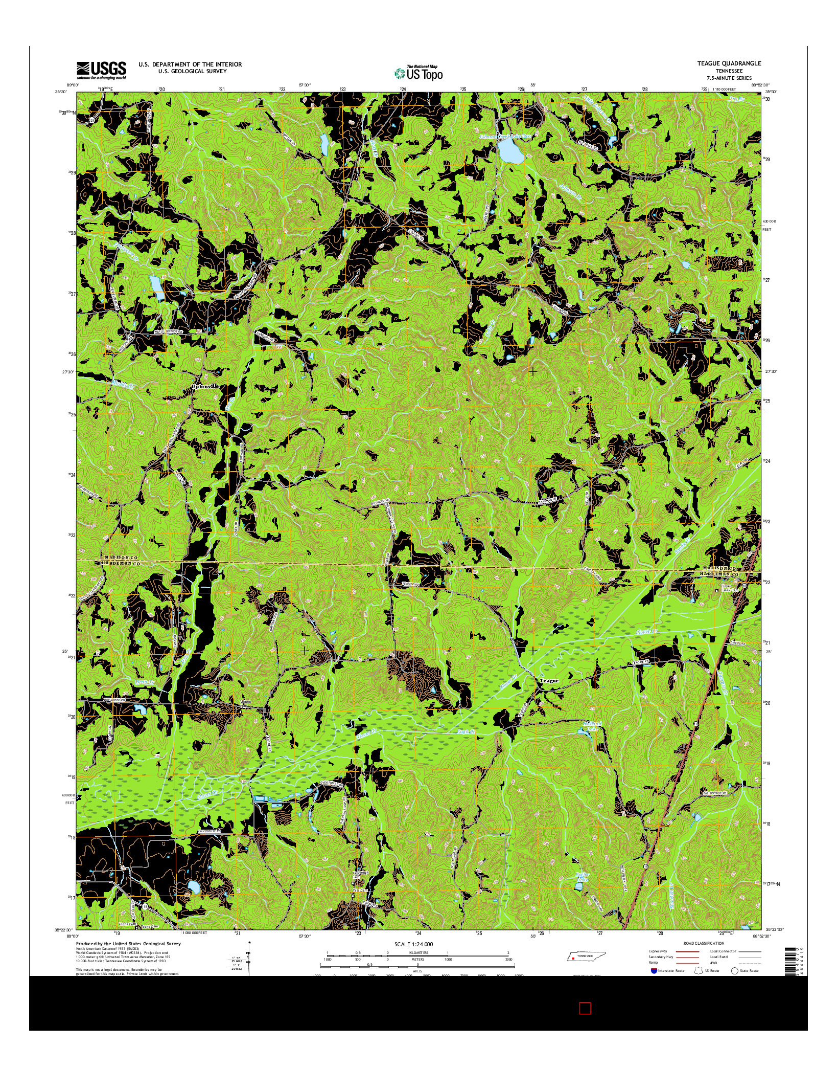 USGS US TOPO 7.5-MINUTE MAP FOR TEAGUE, TN 2016