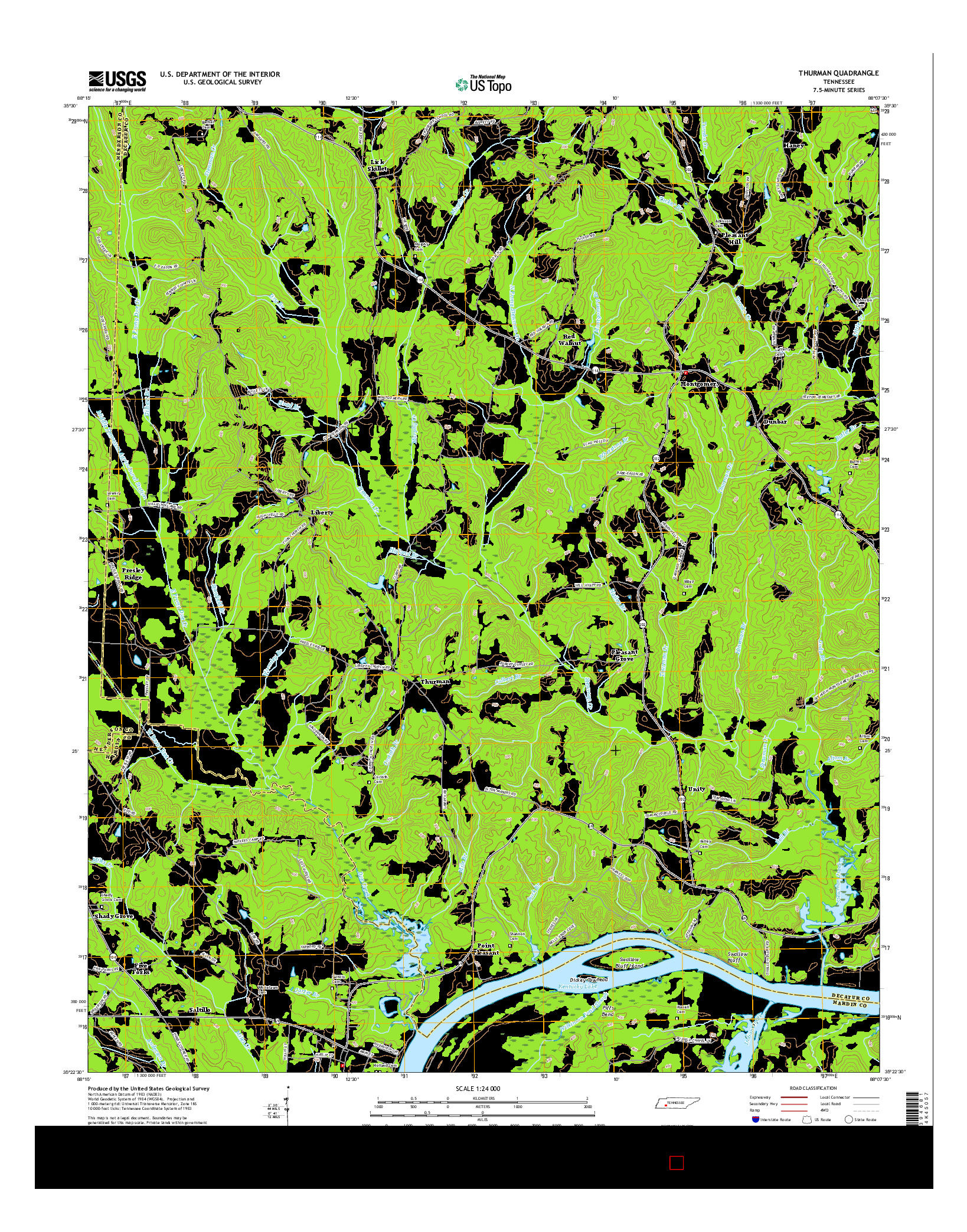 USGS US TOPO 7.5-MINUTE MAP FOR THURMAN, TN 2016