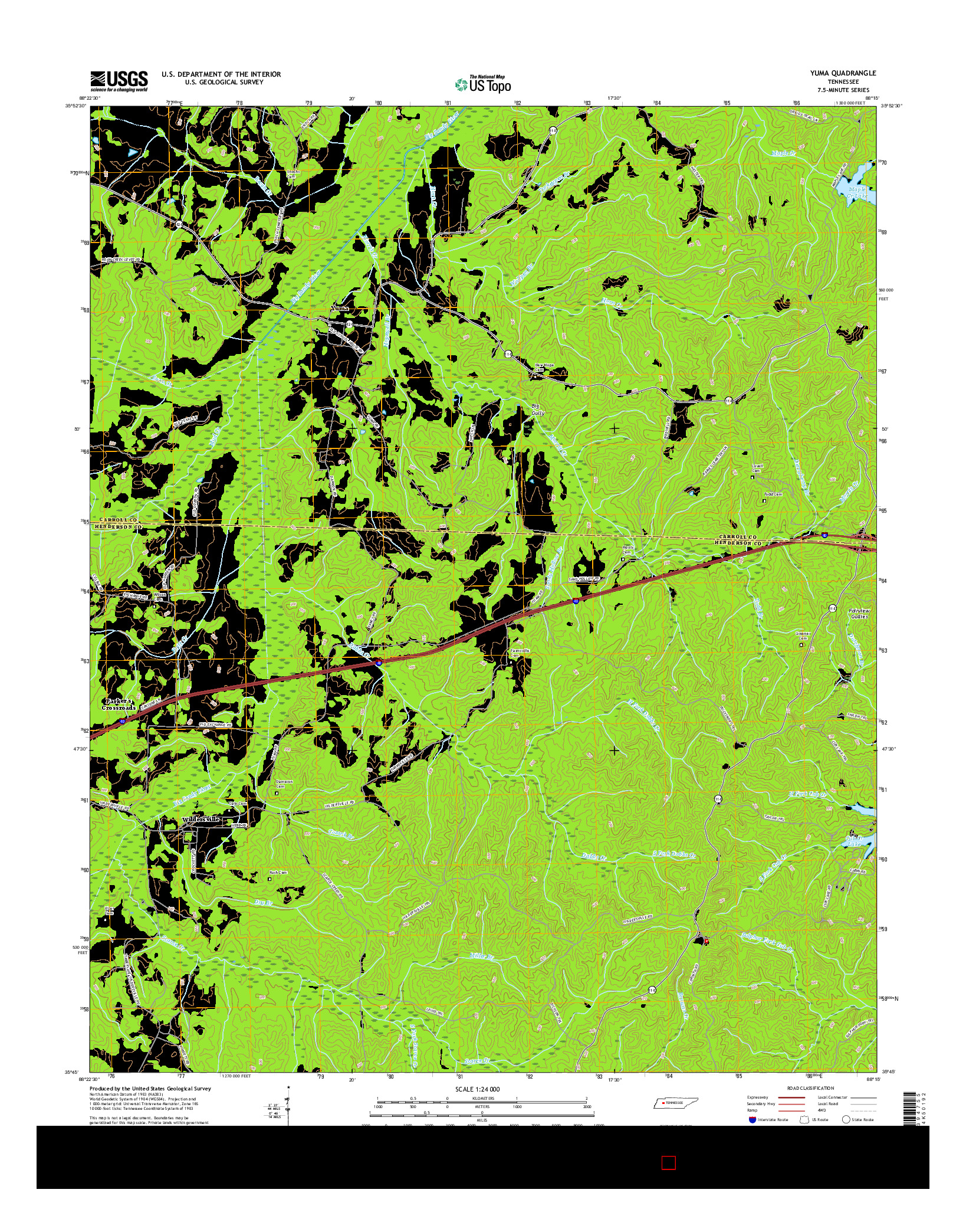 USGS US TOPO 7.5-MINUTE MAP FOR YUMA, TN 2016
