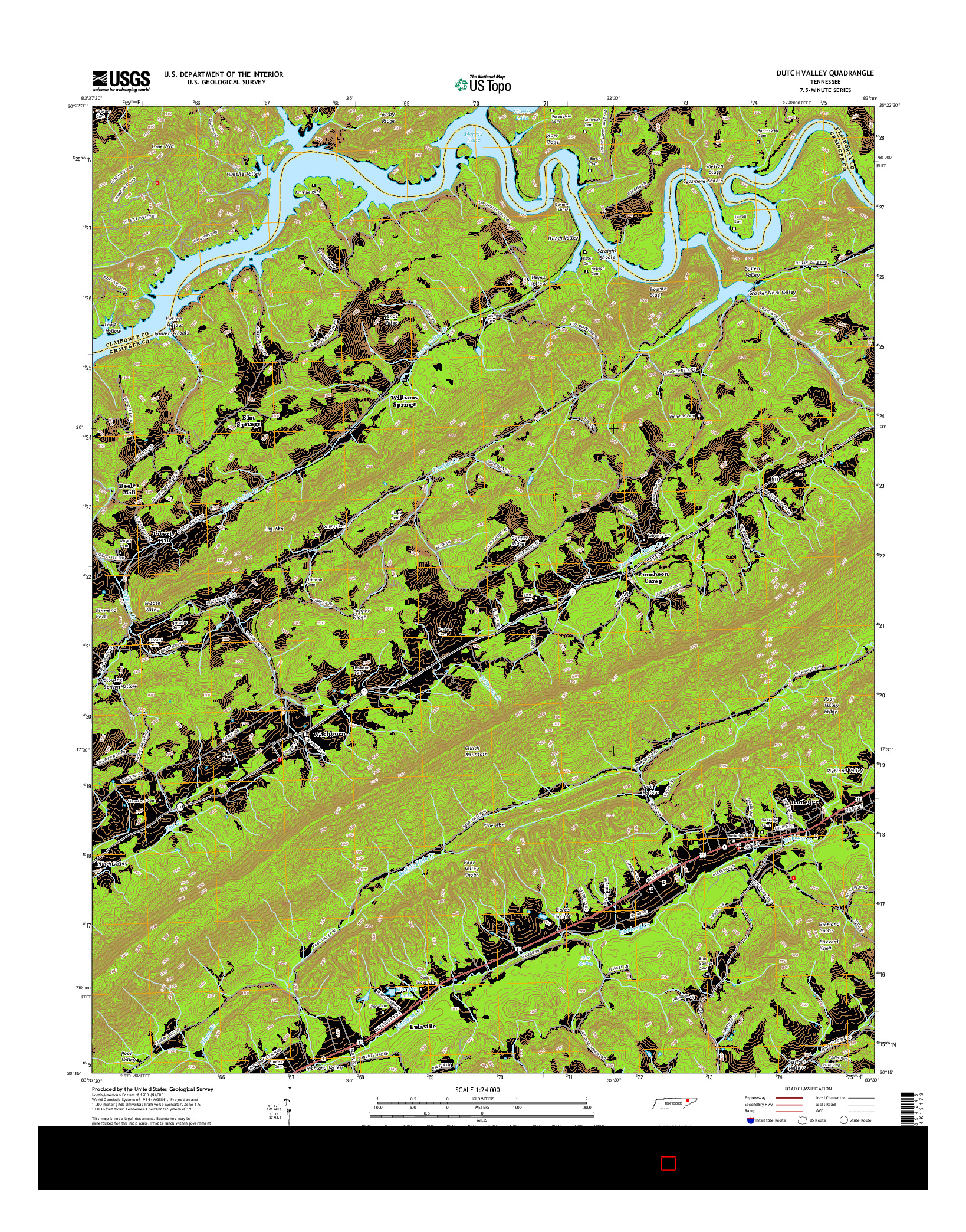 USGS US TOPO 7.5-MINUTE MAP FOR DUTCH VALLEY, TN 2016