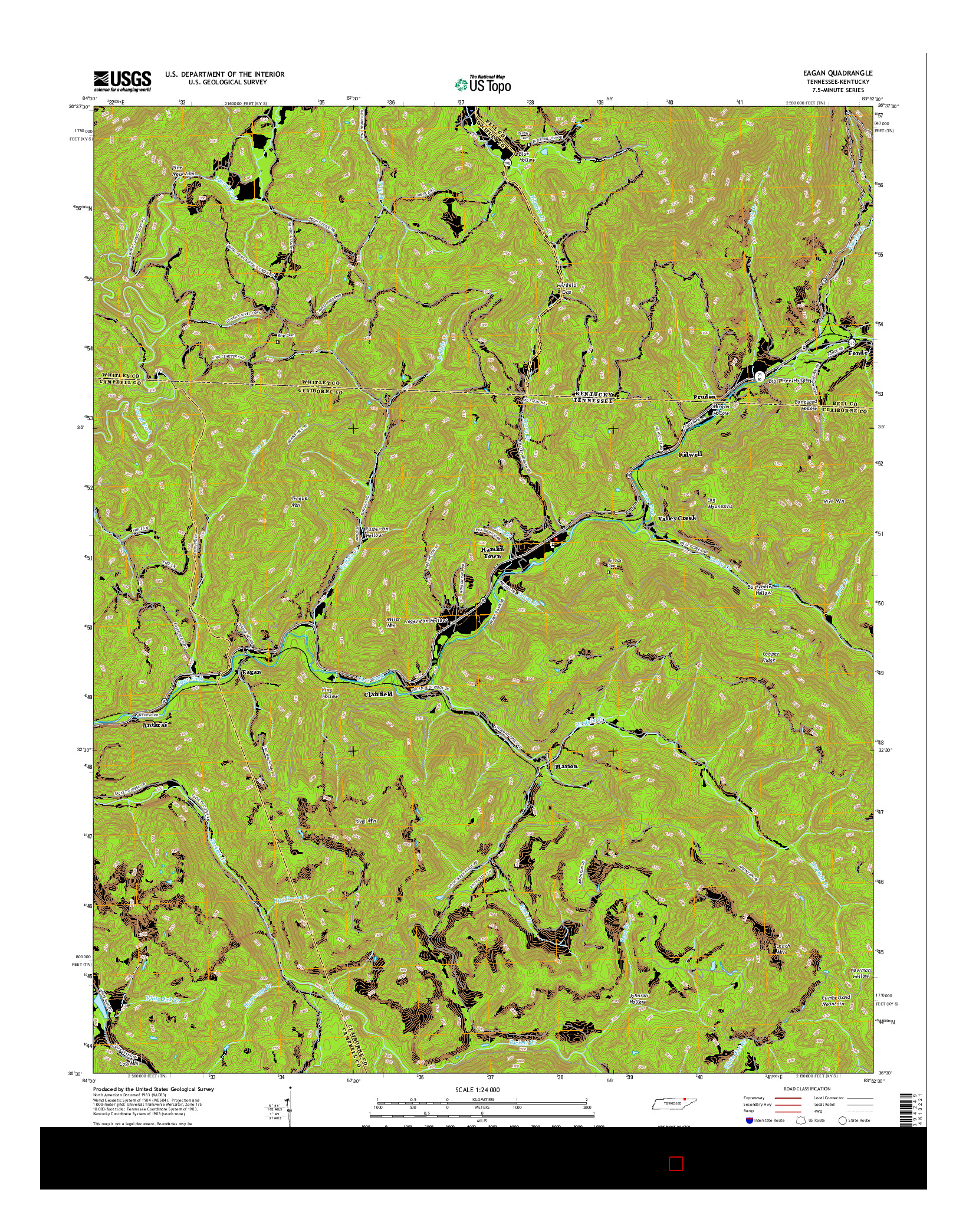 USGS US TOPO 7.5-MINUTE MAP FOR EAGAN, TN-KY 2016