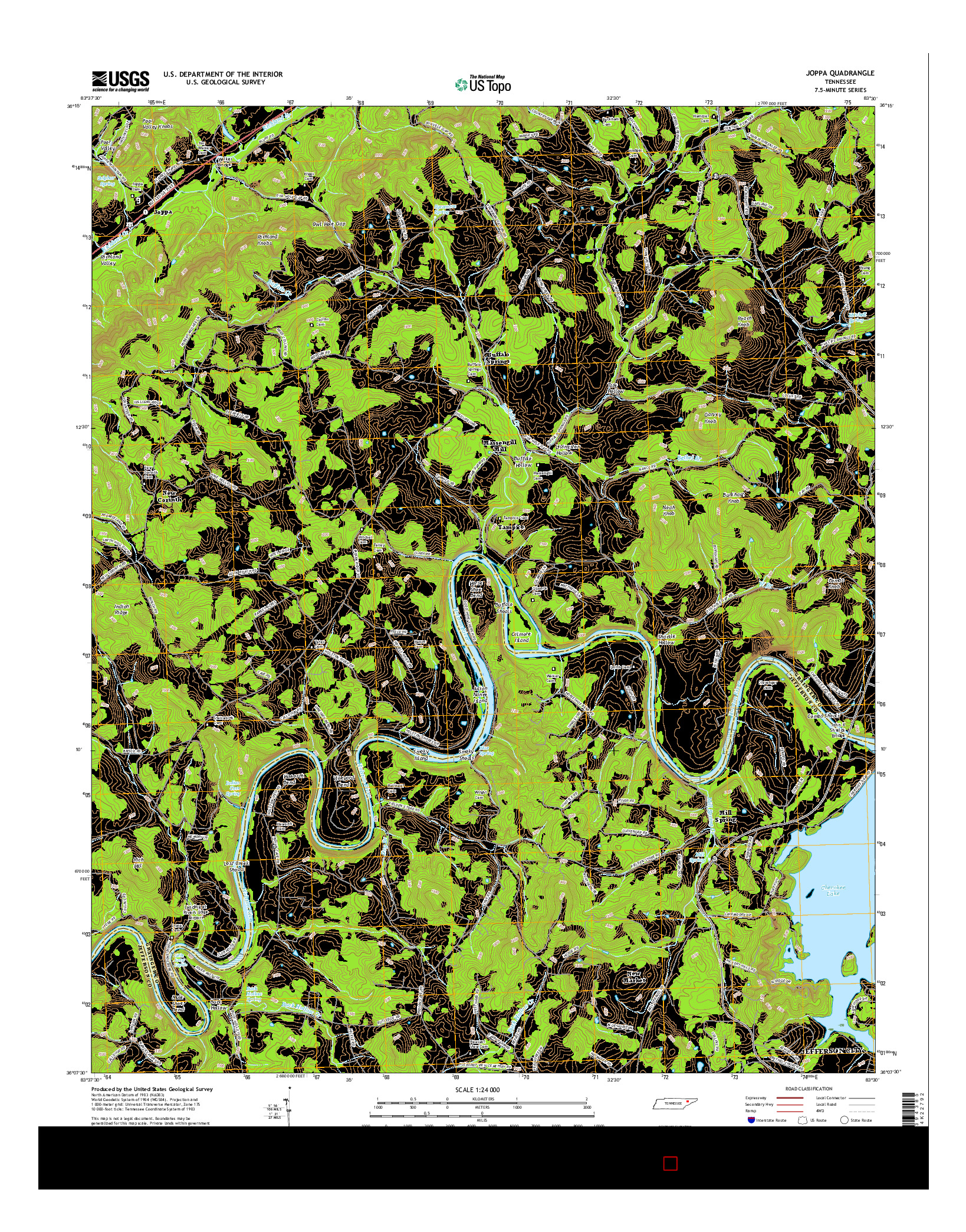USGS US TOPO 7.5-MINUTE MAP FOR JOPPA, TN 2016