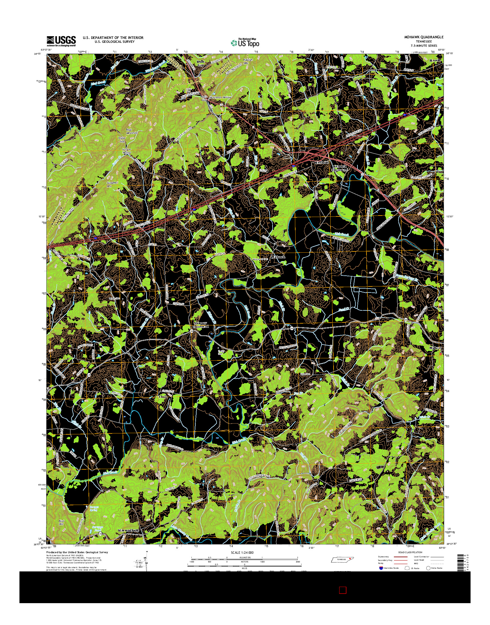 USGS US TOPO 7.5-MINUTE MAP FOR MOHAWK, TN 2016