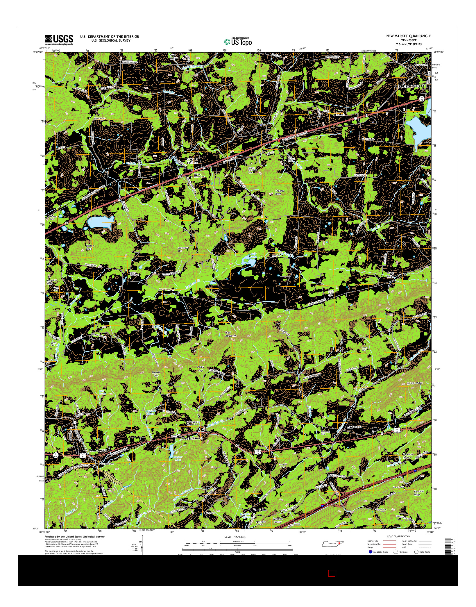 USGS US TOPO 7.5-MINUTE MAP FOR NEW MARKET, TN 2016