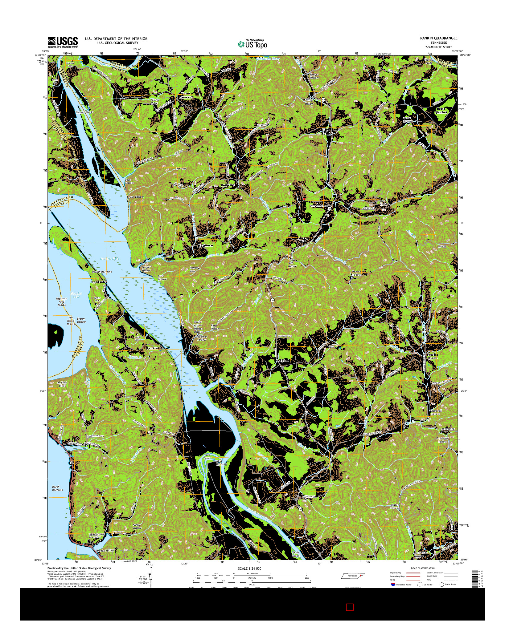 USGS US TOPO 7.5-MINUTE MAP FOR RANKIN, TN 2016