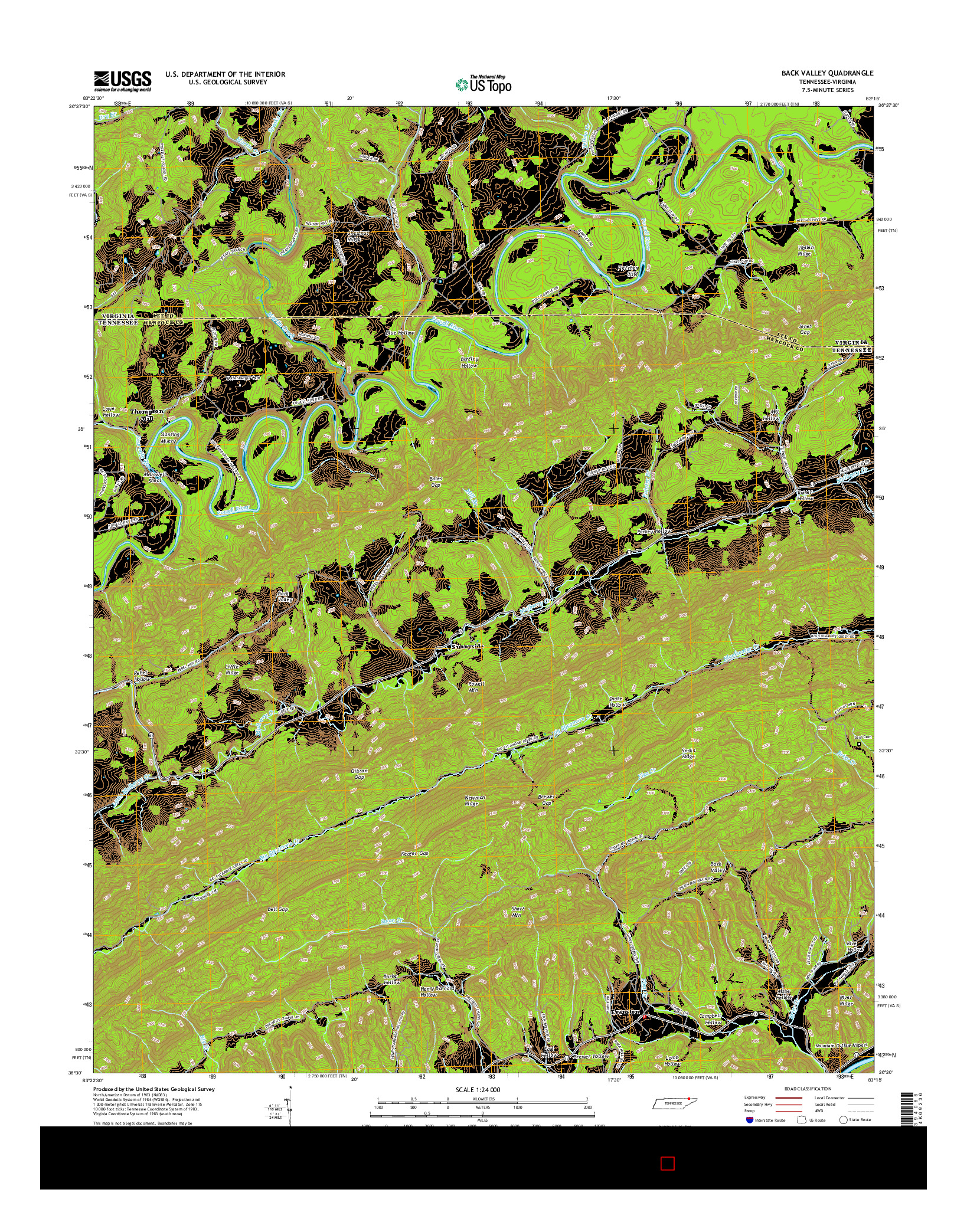 USGS US TOPO 7.5-MINUTE MAP FOR BACK VALLEY, TN-VA 2016