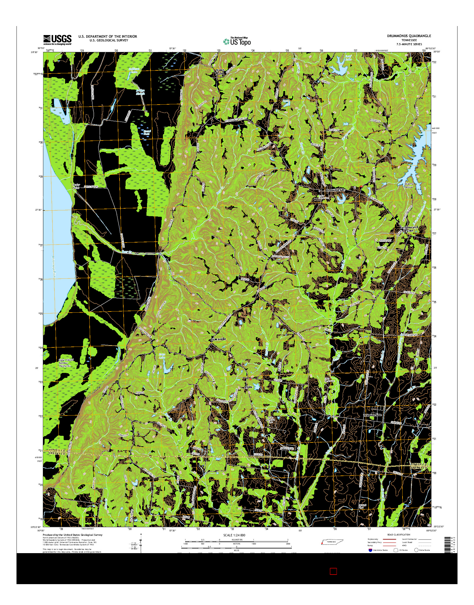 USGS US TOPO 7.5-MINUTE MAP FOR DRUMMONDS, TN 2016