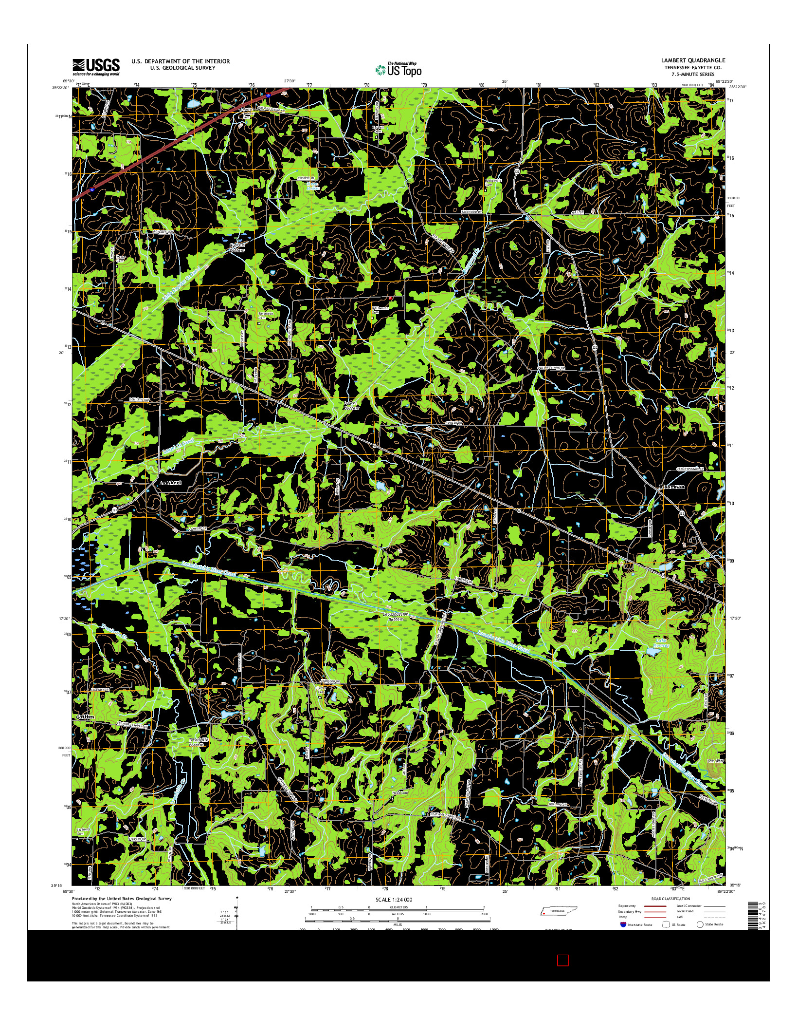 USGS US TOPO 7.5-MINUTE MAP FOR LAMBERT, TN 2016