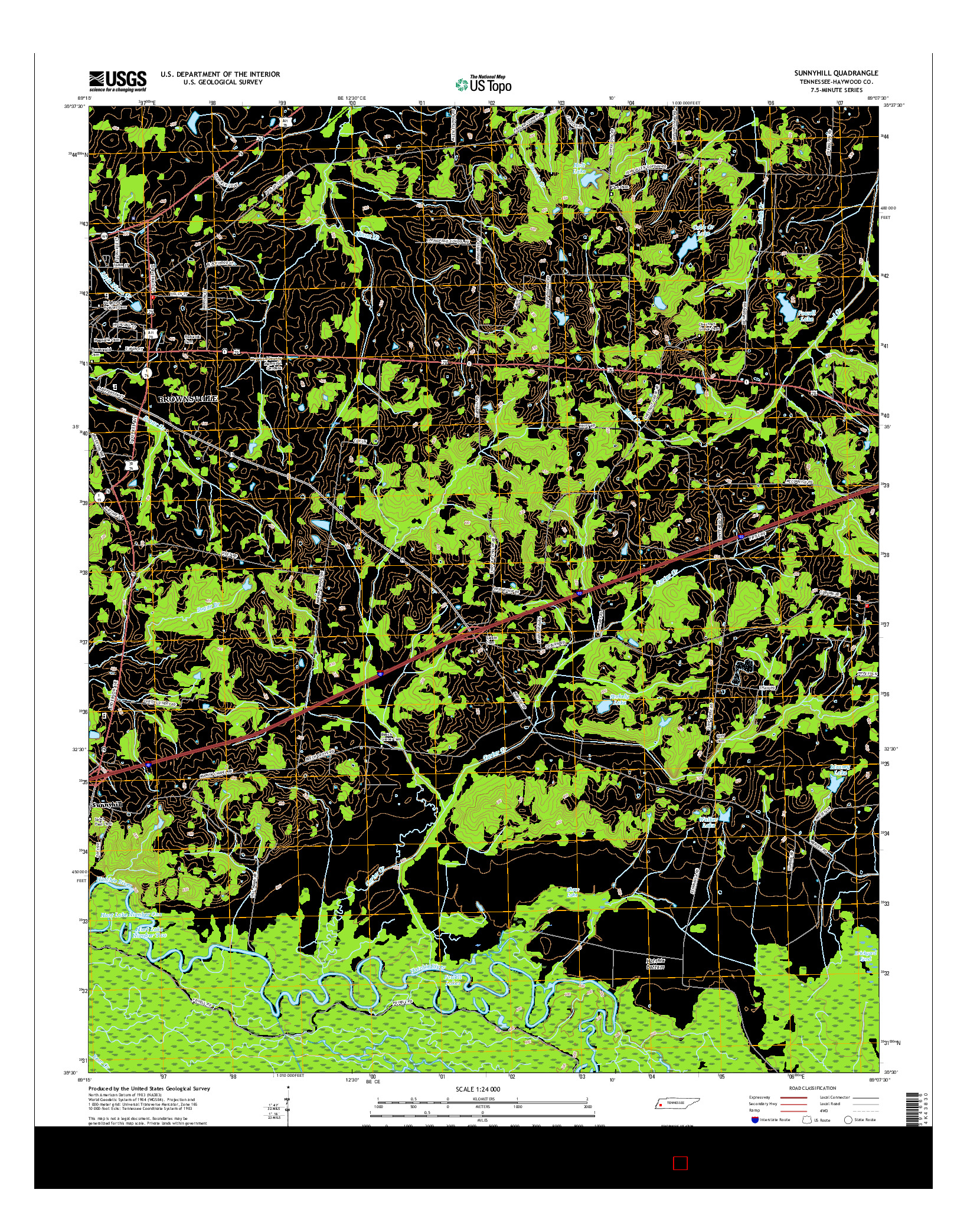 USGS US TOPO 7.5-MINUTE MAP FOR SUNNYHILL, TN 2016