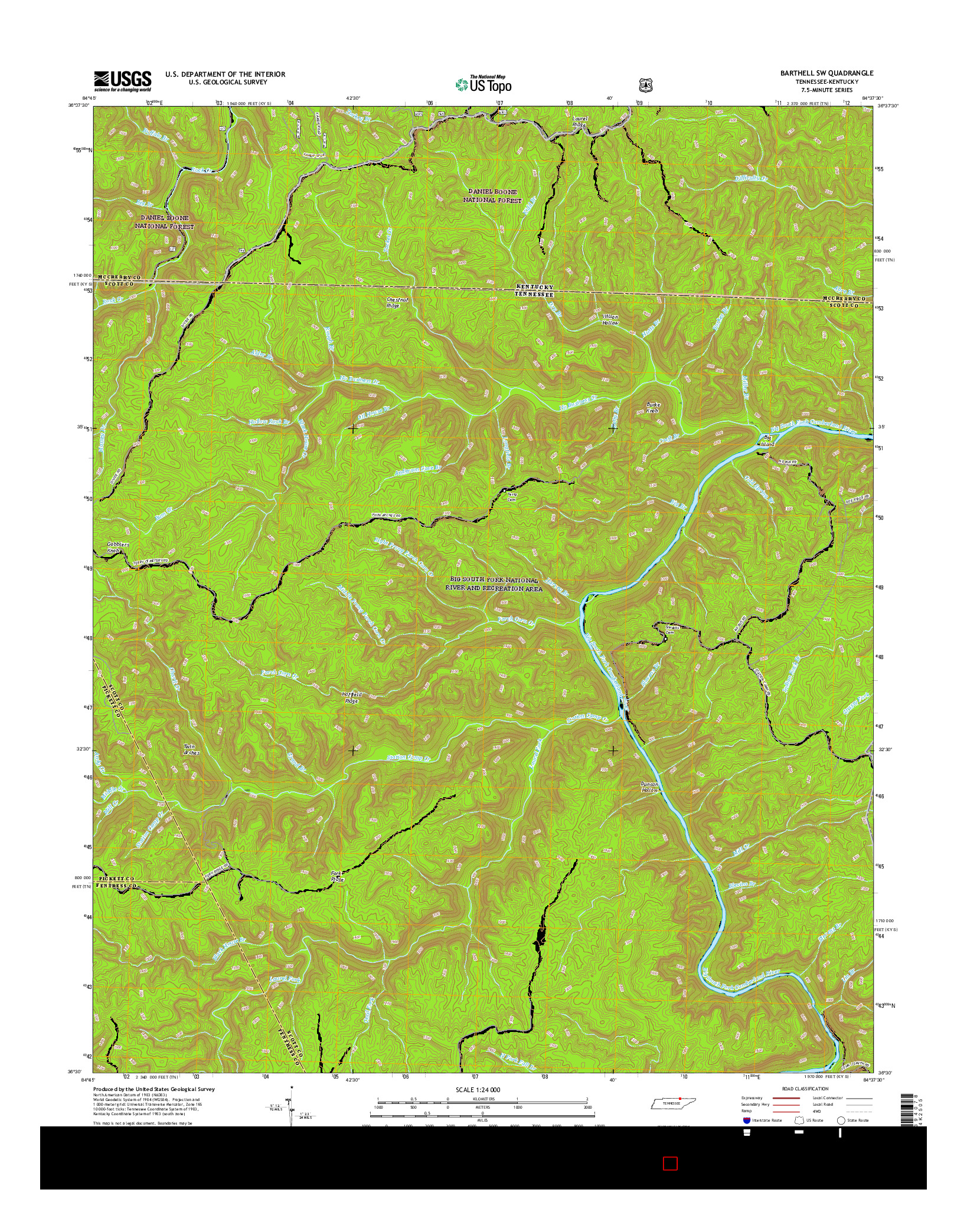 USGS US TOPO 7.5-MINUTE MAP FOR BARTHELL SW, TN-KY 2016