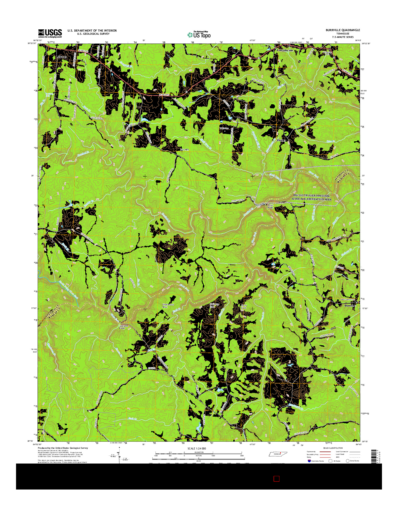 USGS US TOPO 7.5-MINUTE MAP FOR BURRVILLE, TN 2016