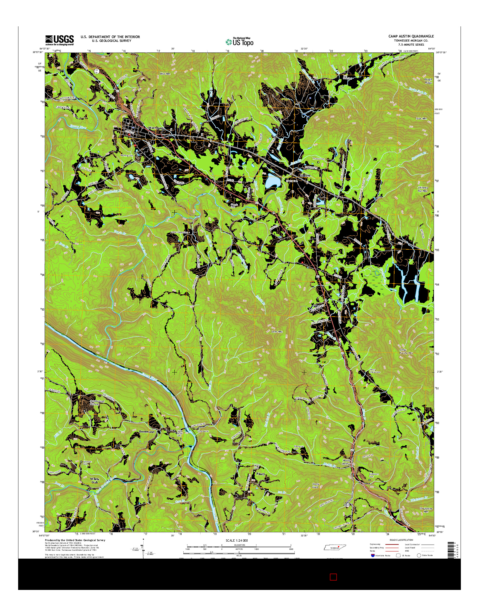 USGS US TOPO 7.5-MINUTE MAP FOR CAMP AUSTIN, TN 2016