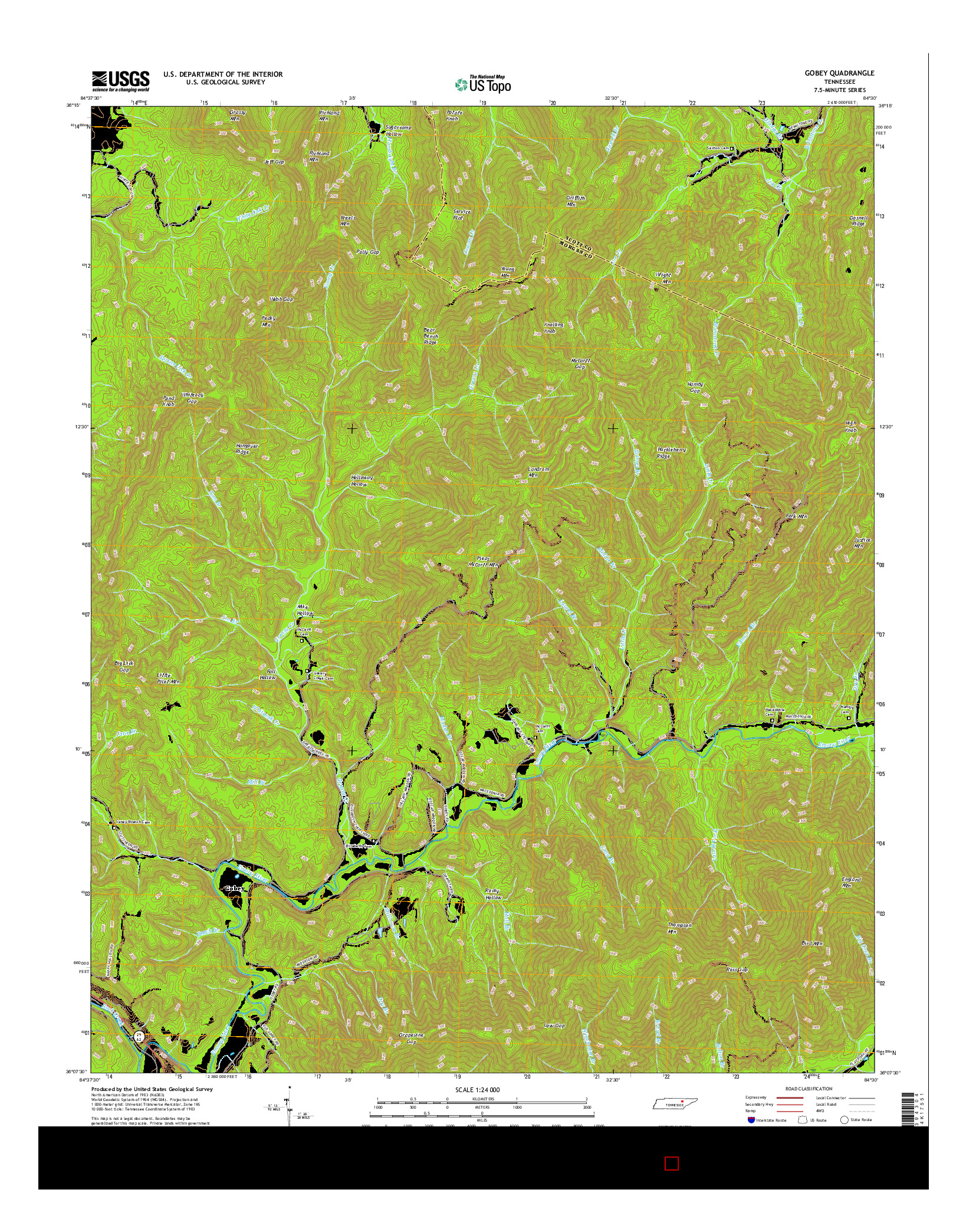 USGS US TOPO 7.5-MINUTE MAP FOR GOBEY, TN 2016