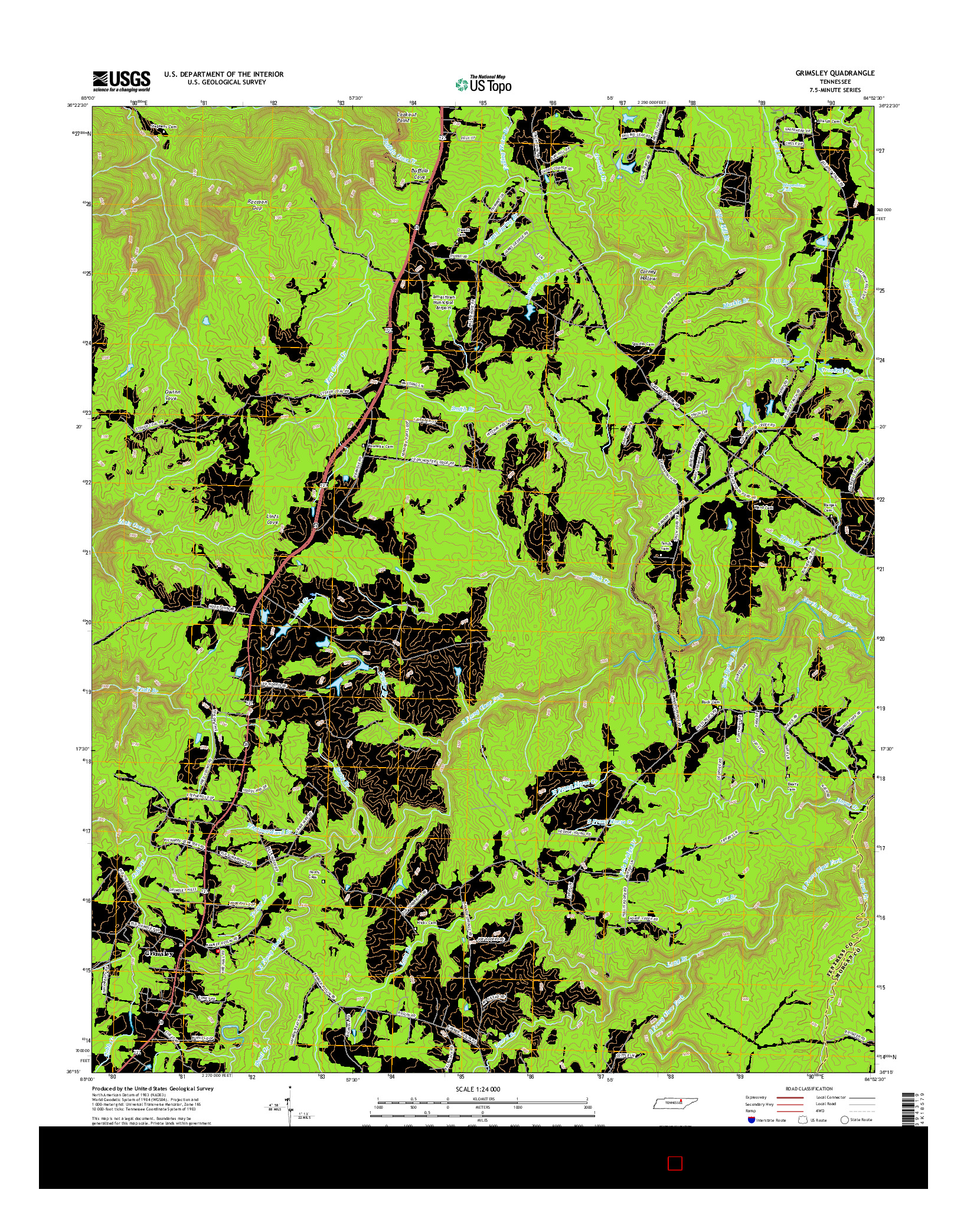 USGS US TOPO 7.5-MINUTE MAP FOR GRIMSLEY, TN 2016
