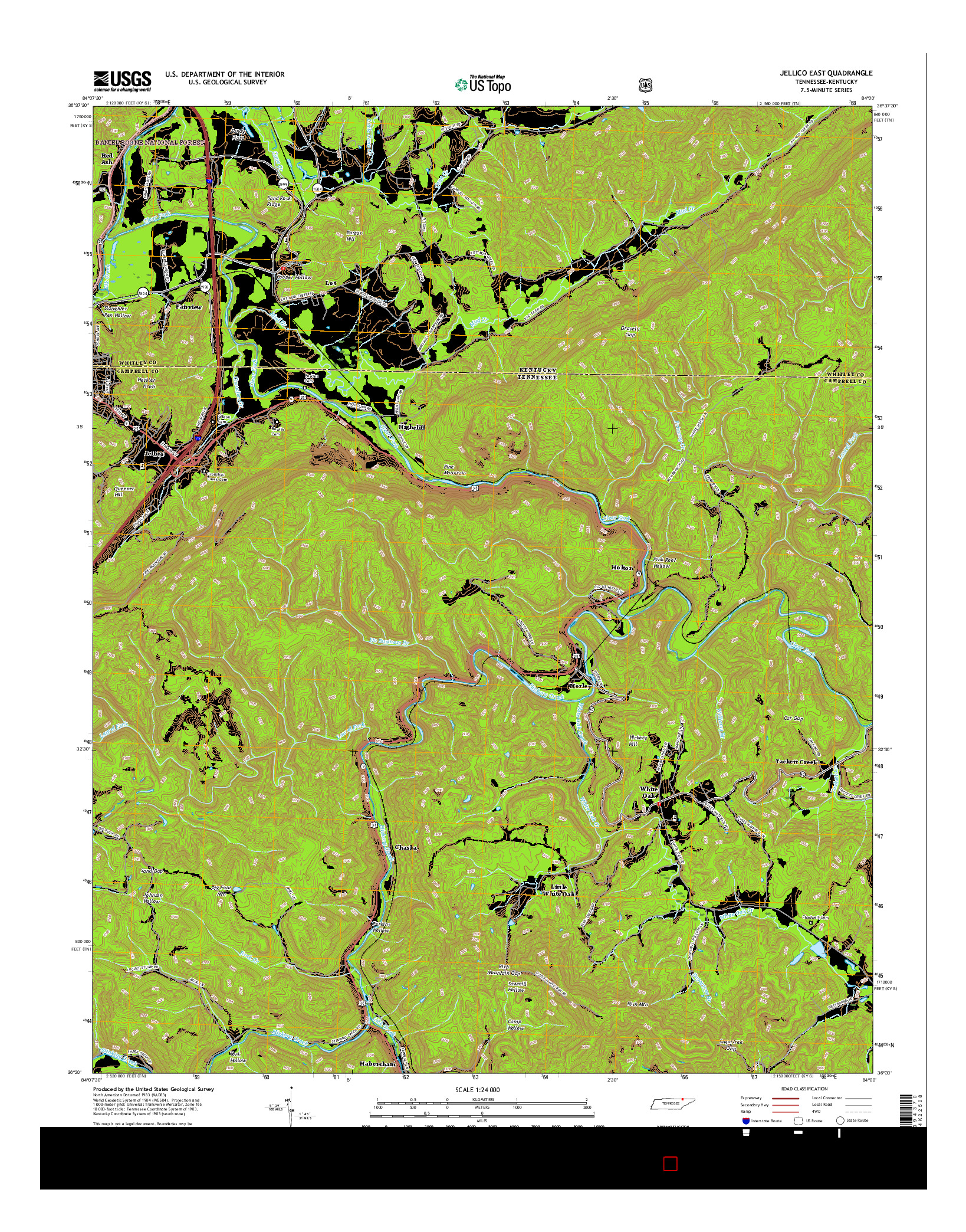 USGS US TOPO 7.5-MINUTE MAP FOR JELLICO EAST, TN-KY 2016