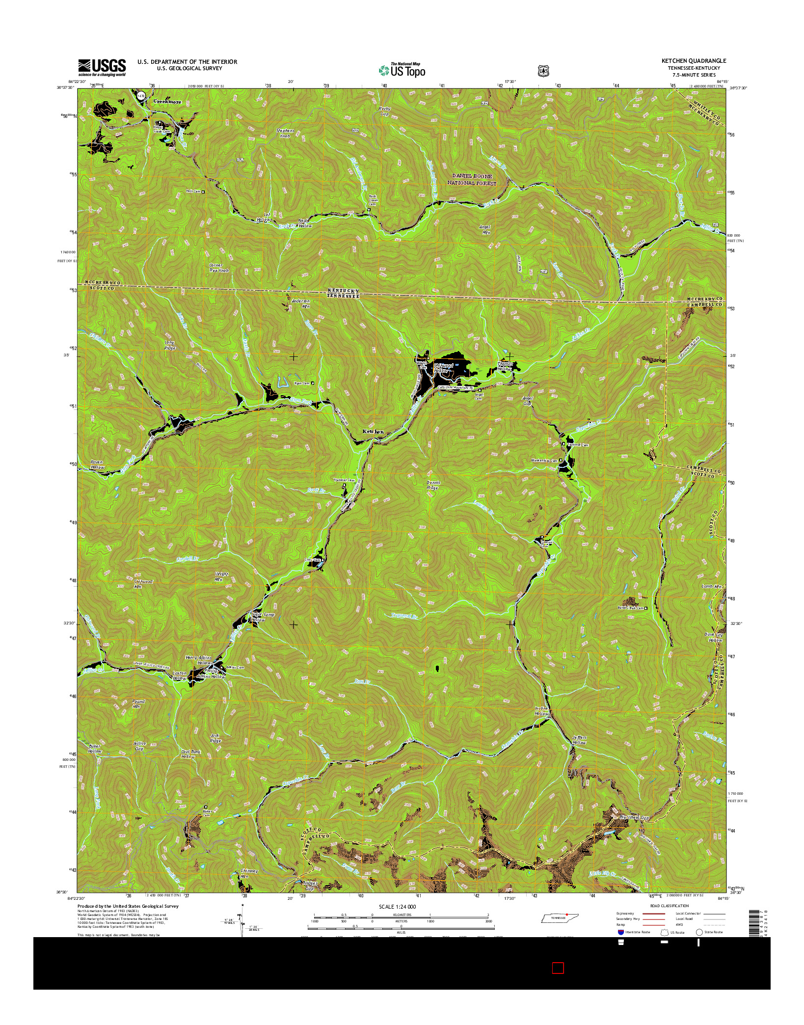 USGS US TOPO 7.5-MINUTE MAP FOR KETCHEN, TN-KY 2016