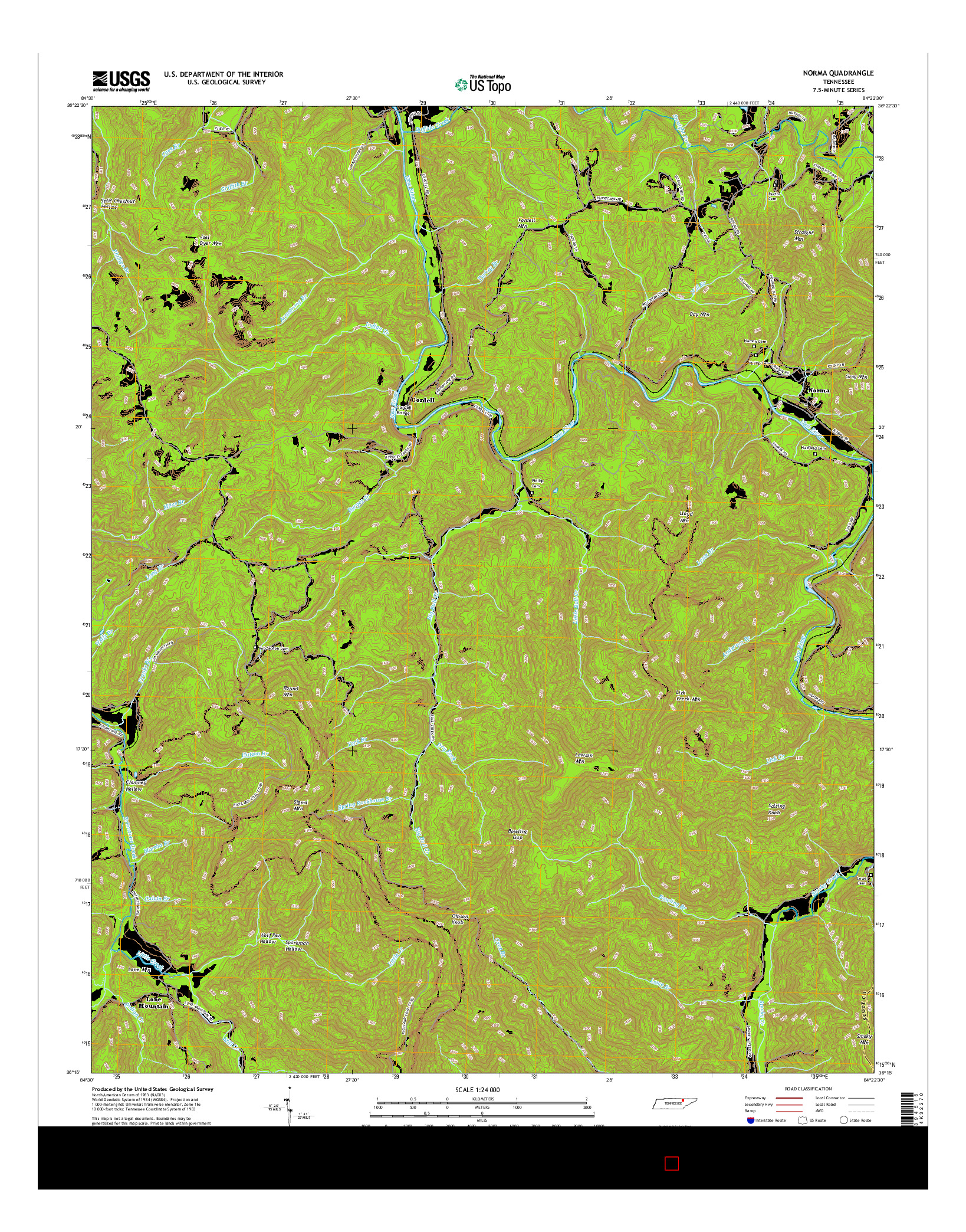 USGS US TOPO 7.5-MINUTE MAP FOR NORMA, TN 2016