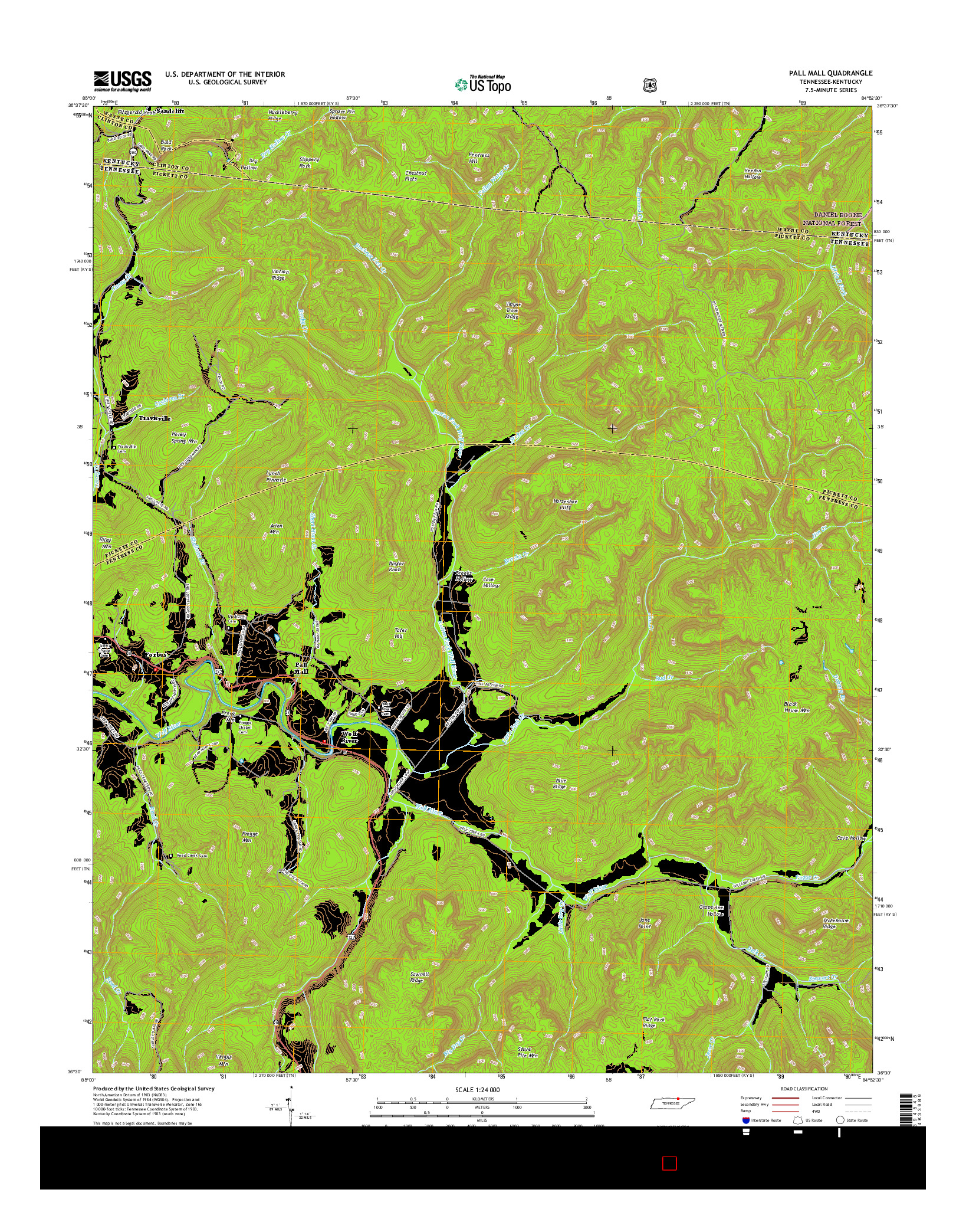 USGS US TOPO 7.5-MINUTE MAP FOR PALL MALL, TN-KY 2016