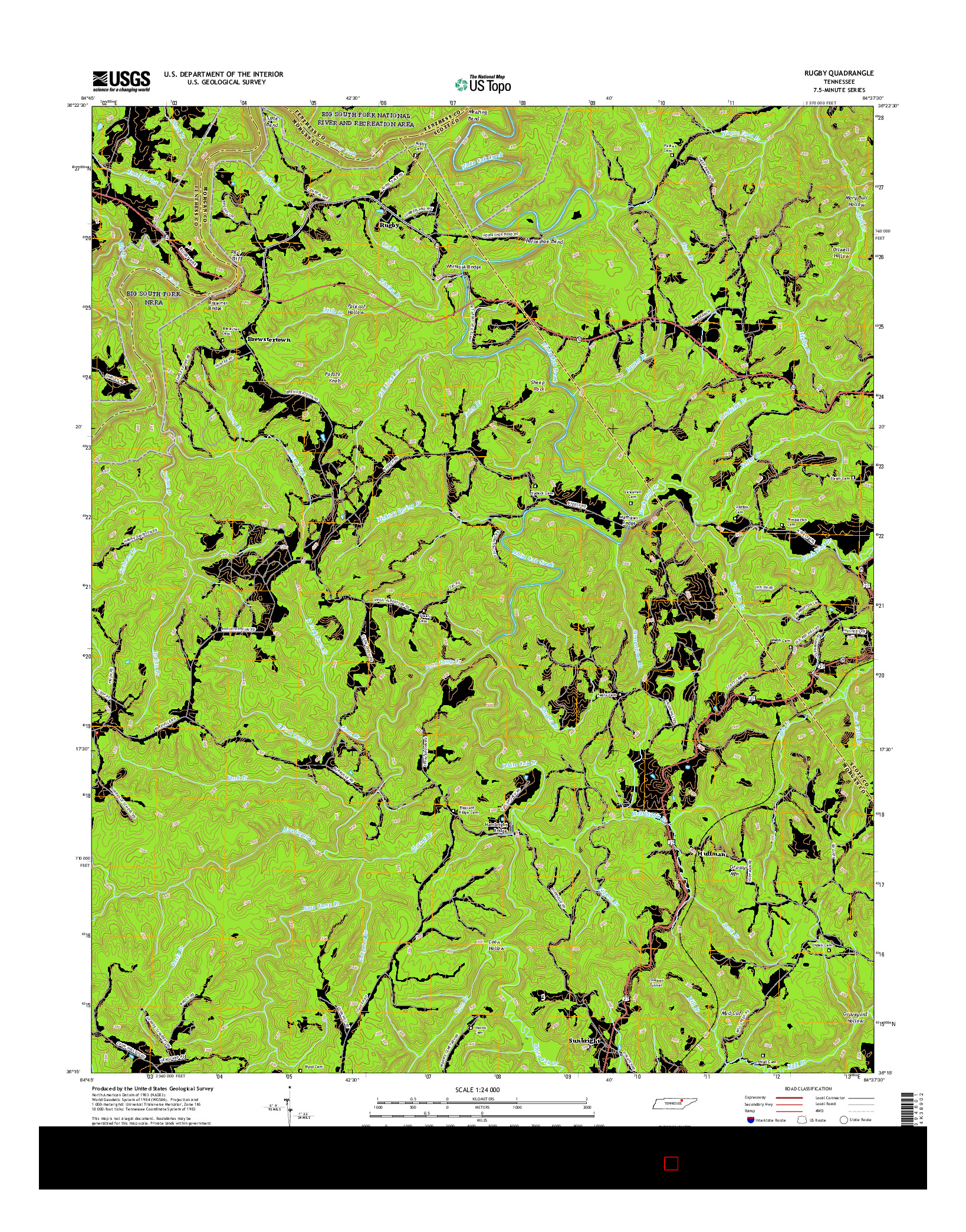 USGS US TOPO 7.5-MINUTE MAP FOR RUGBY, TN 2016