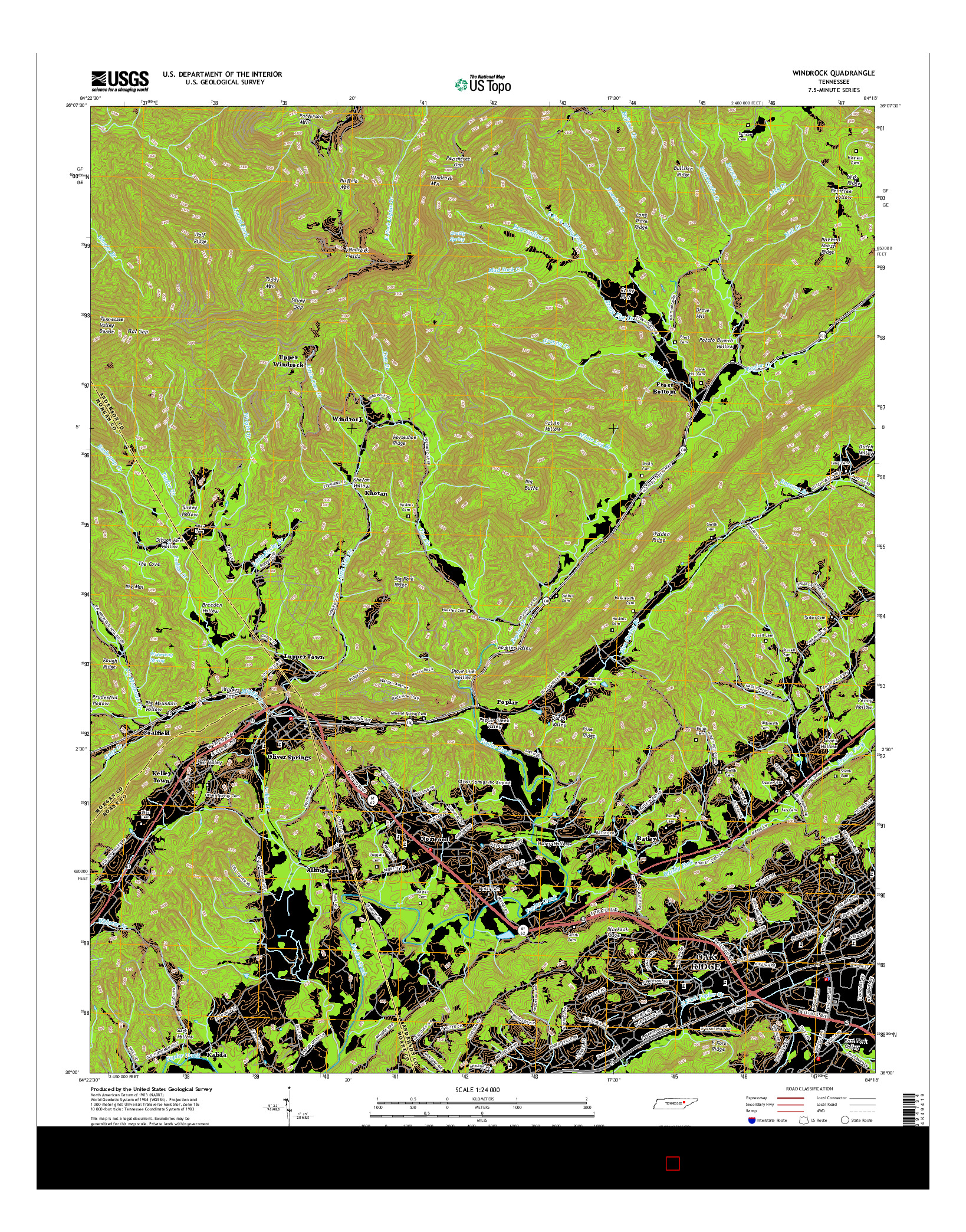 USGS US TOPO 7.5-MINUTE MAP FOR WINDROCK, TN 2016