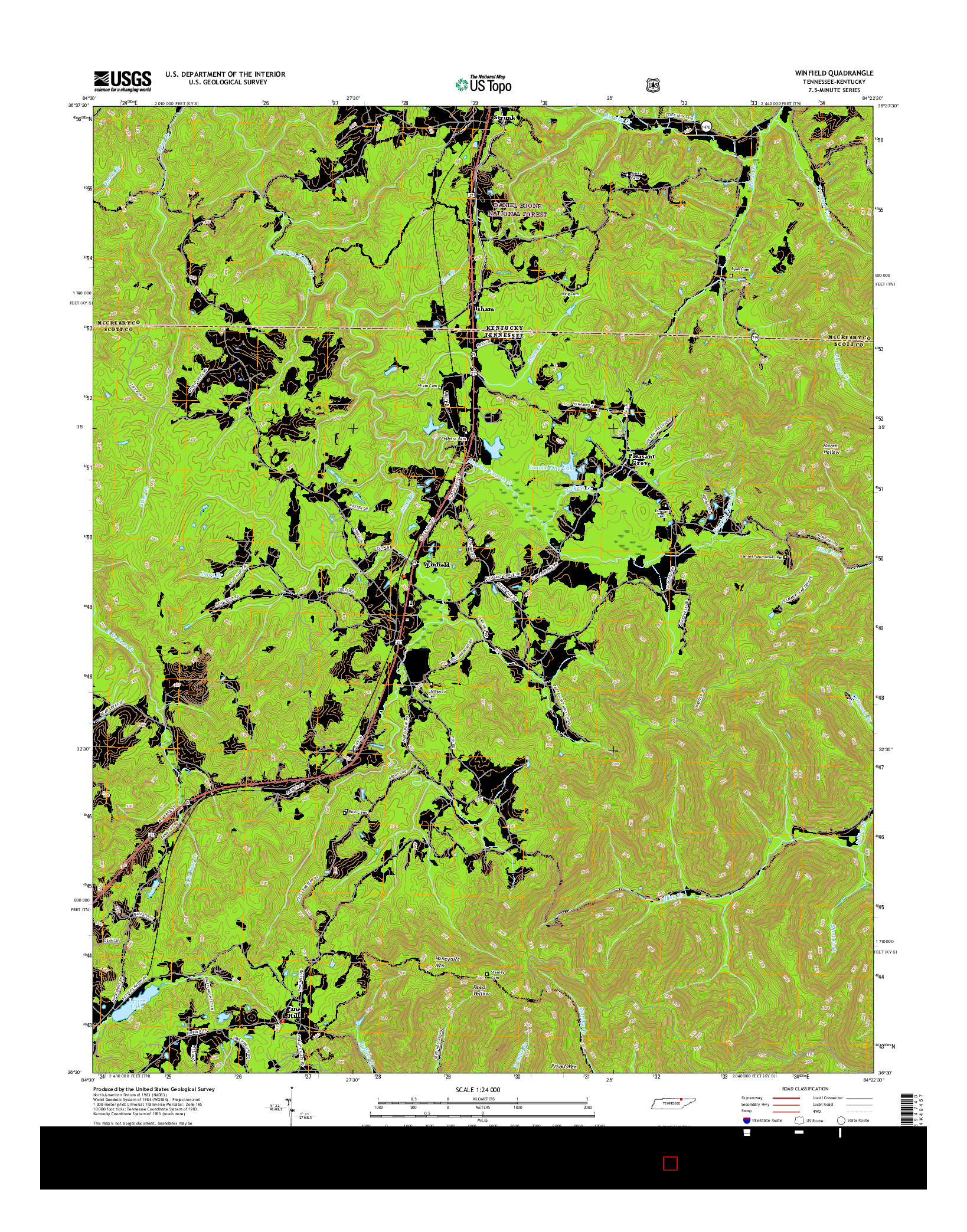 USGS US TOPO 7.5-MINUTE MAP FOR WINFIELD, TN-KY 2016