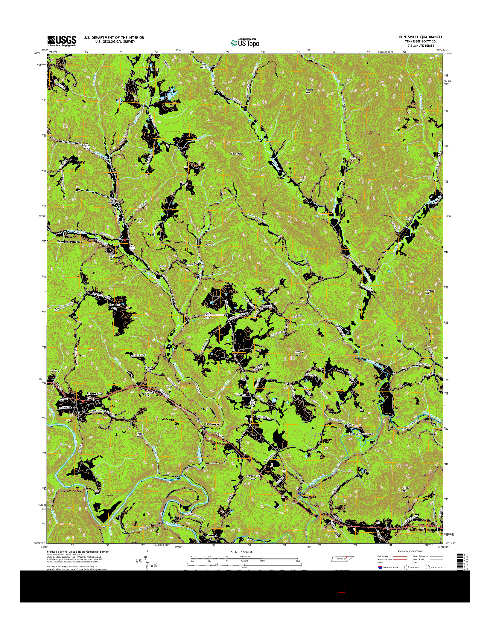 USGS US TOPO 7.5-MINUTE MAP FOR HUNTSVILLE, TN 2016