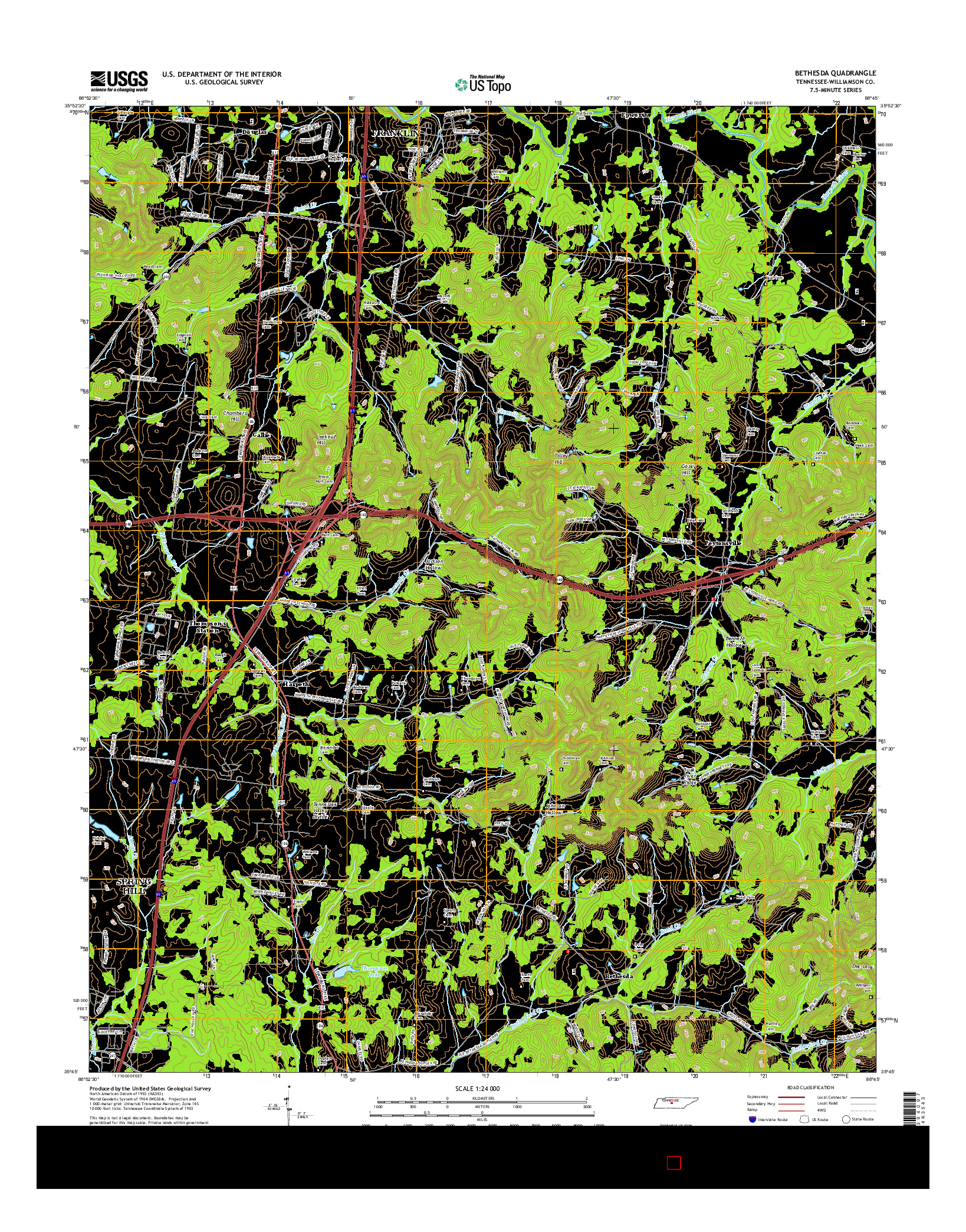 USGS US TOPO 7.5-MINUTE MAP FOR BETHESDA, TN 2016