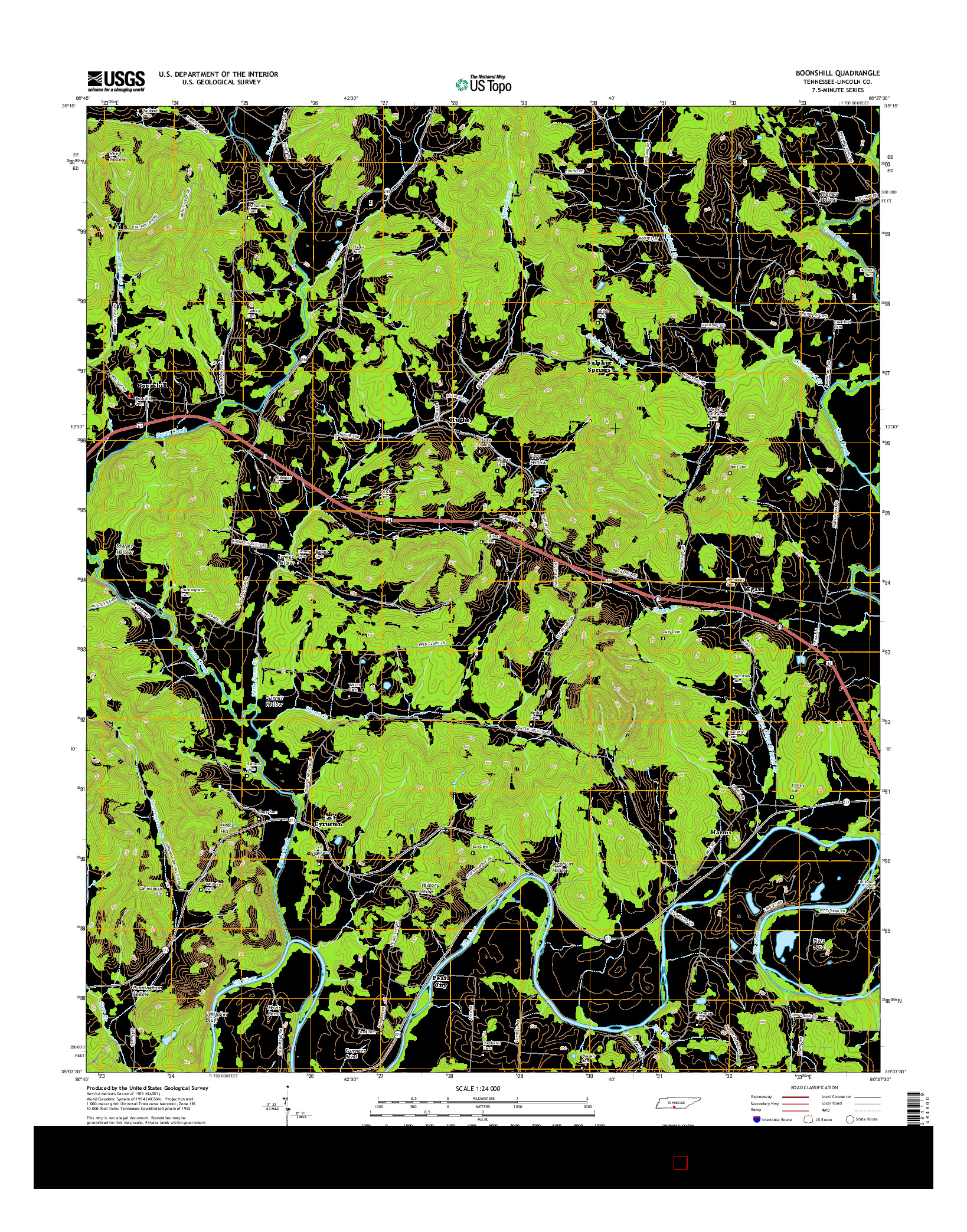 USGS US TOPO 7.5-MINUTE MAP FOR BOONSHILL, TN 2016