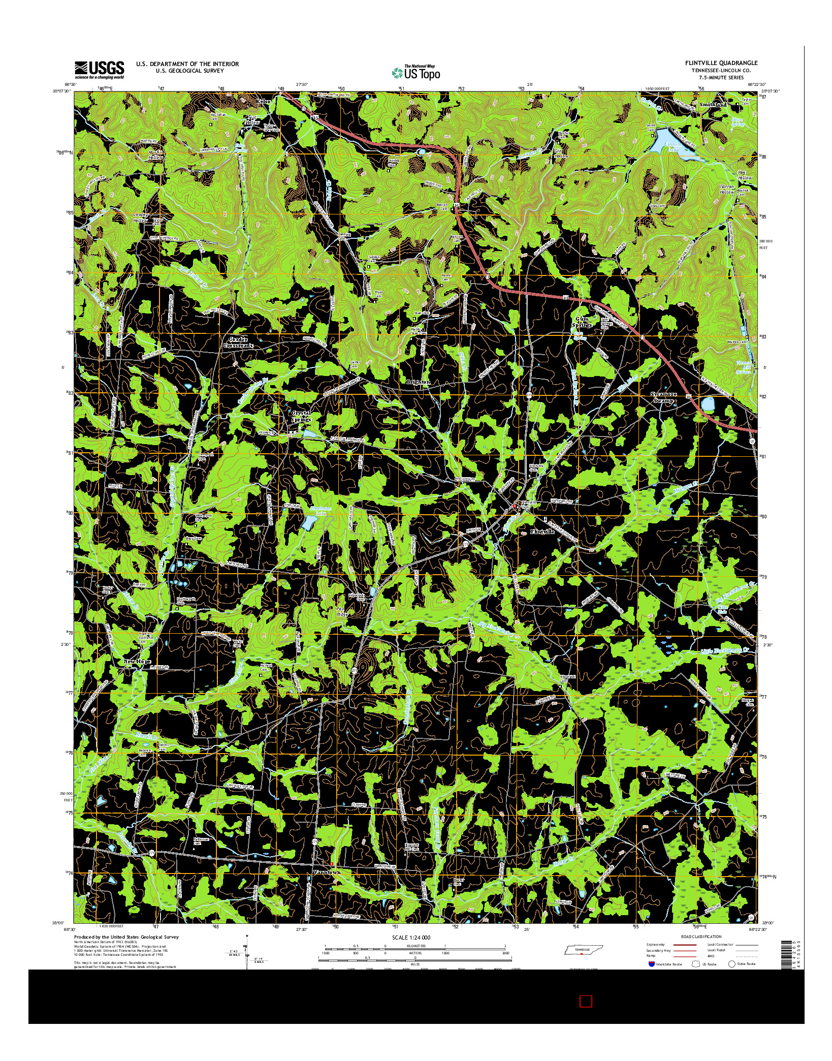 USGS US TOPO 7.5-MINUTE MAP FOR FLINTVILLE, TN 2016