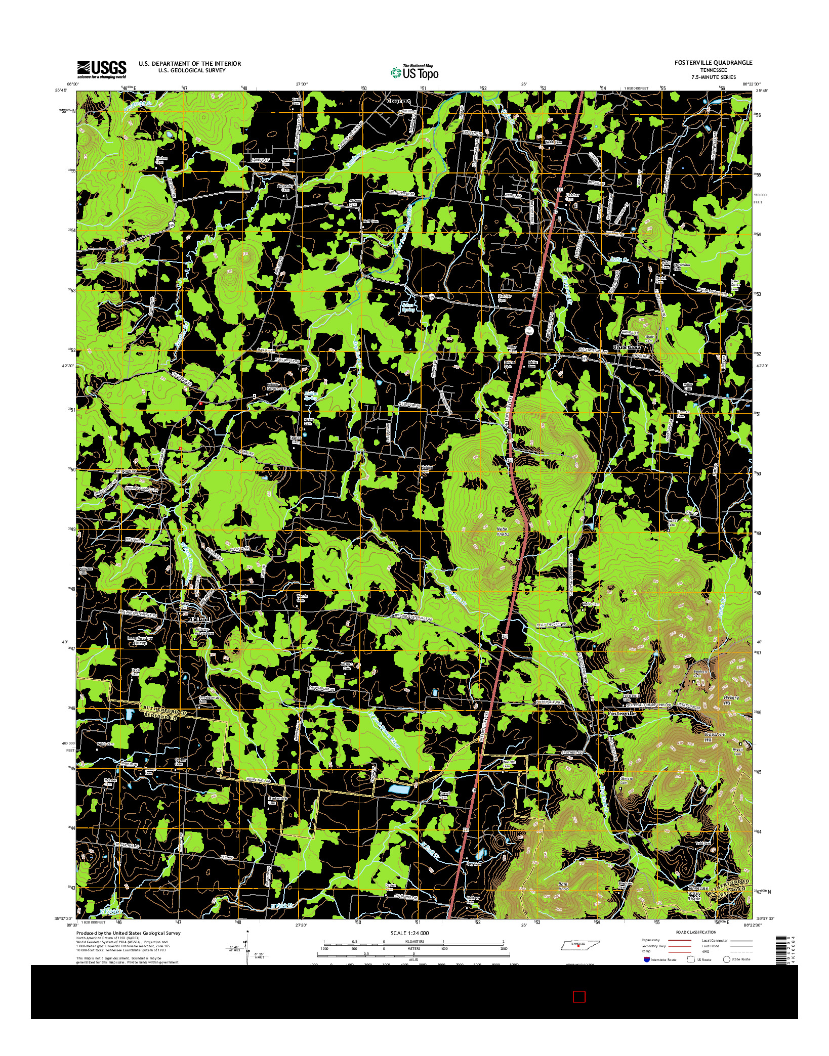 USGS US TOPO 7.5-MINUTE MAP FOR FOSTERVILLE, TN 2016