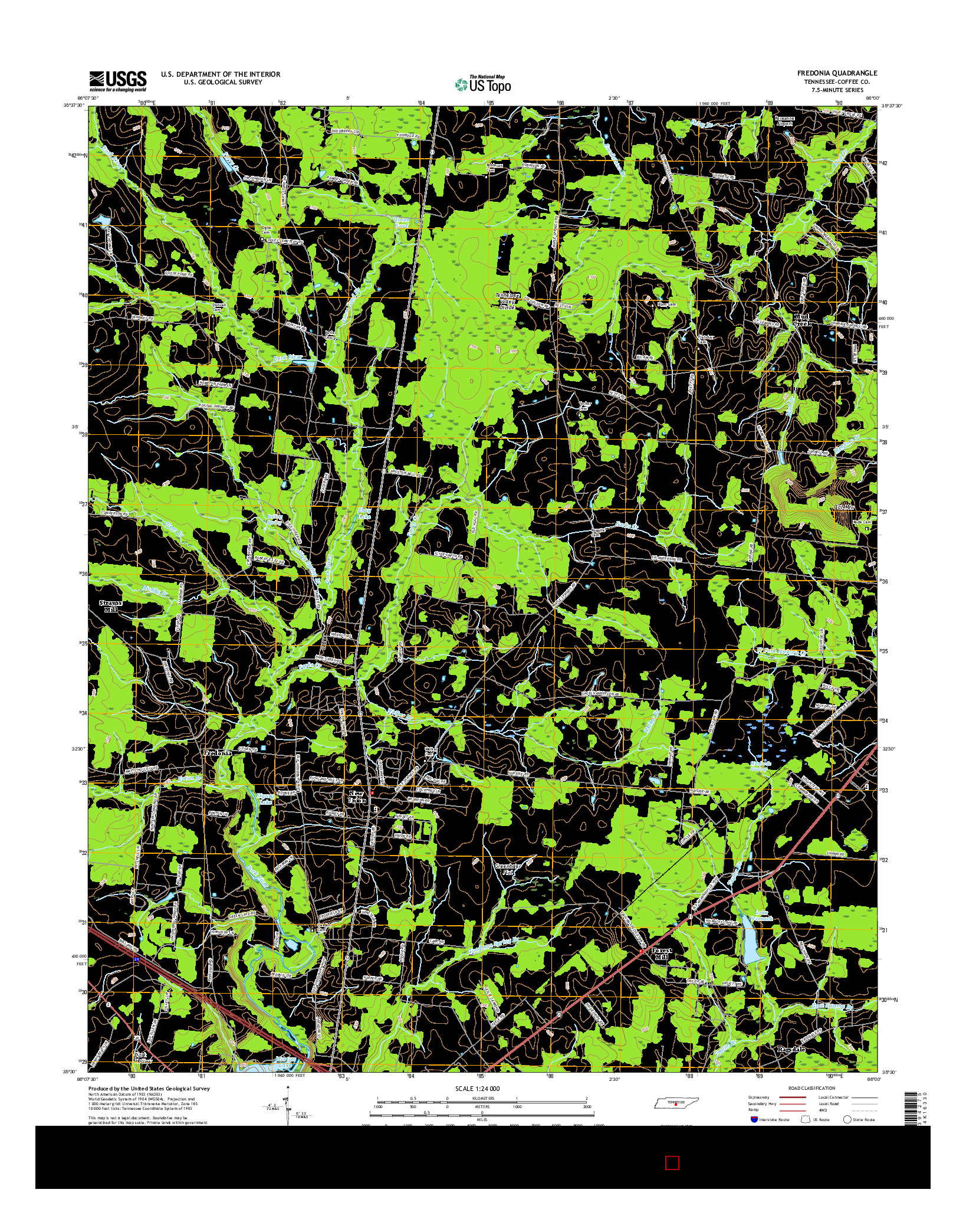 USGS US TOPO 7.5-MINUTE MAP FOR FREDONIA, TN 2016