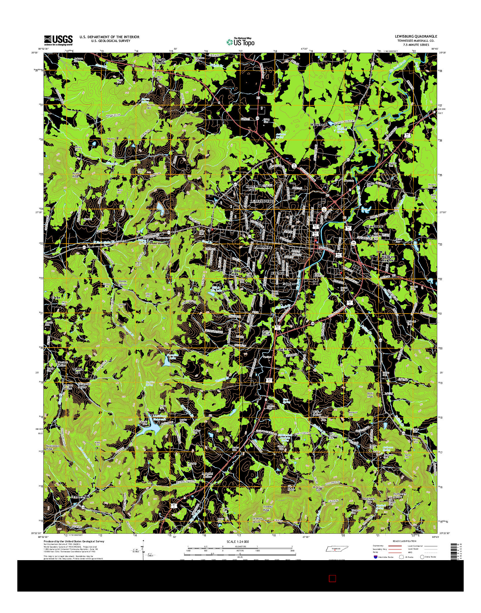 USGS US TOPO 7.5-MINUTE MAP FOR LEWISBURG, TN 2016