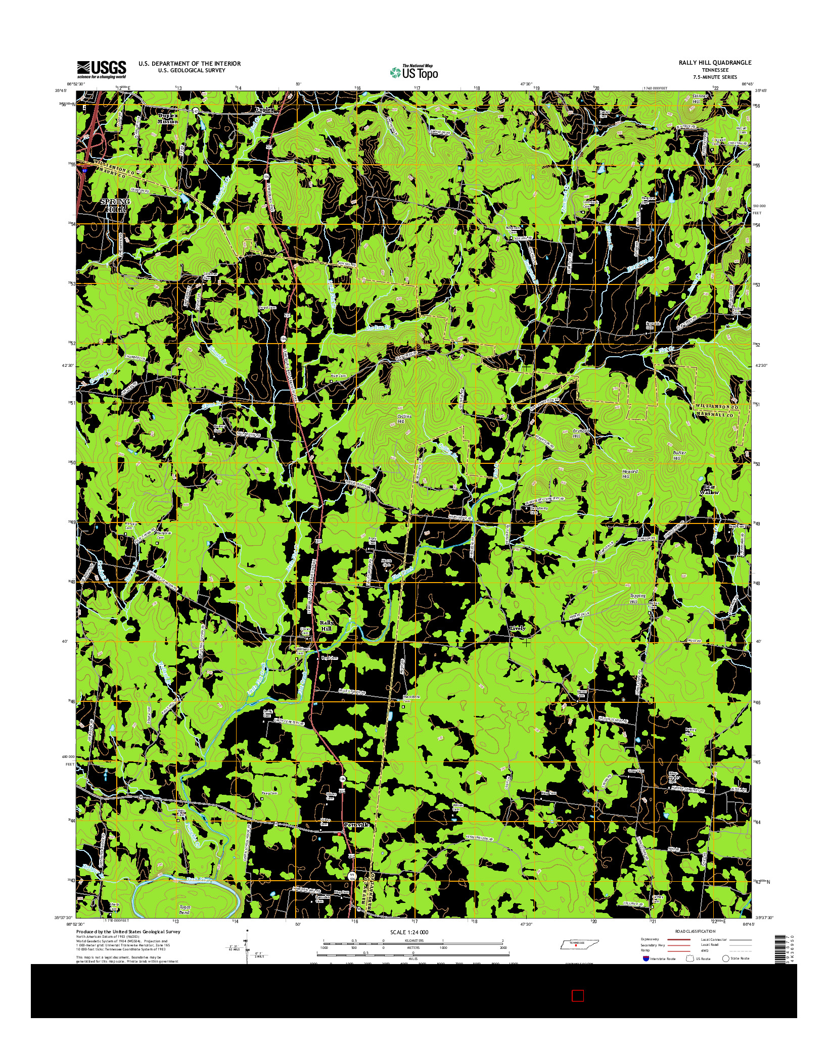 USGS US TOPO 7.5-MINUTE MAP FOR RALLY HILL, TN 2016