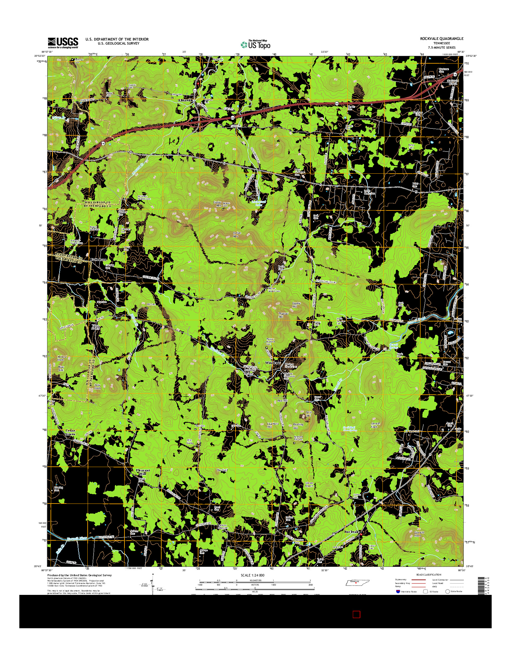 USGS US TOPO 7.5-MINUTE MAP FOR ROCKVALE, TN 2016