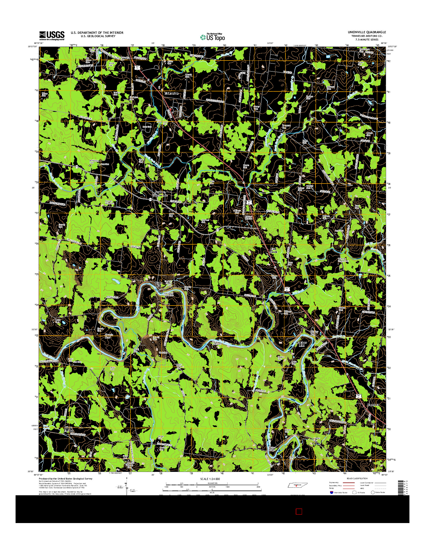 USGS US TOPO 7.5-MINUTE MAP FOR UNIONVILLE, TN 2016