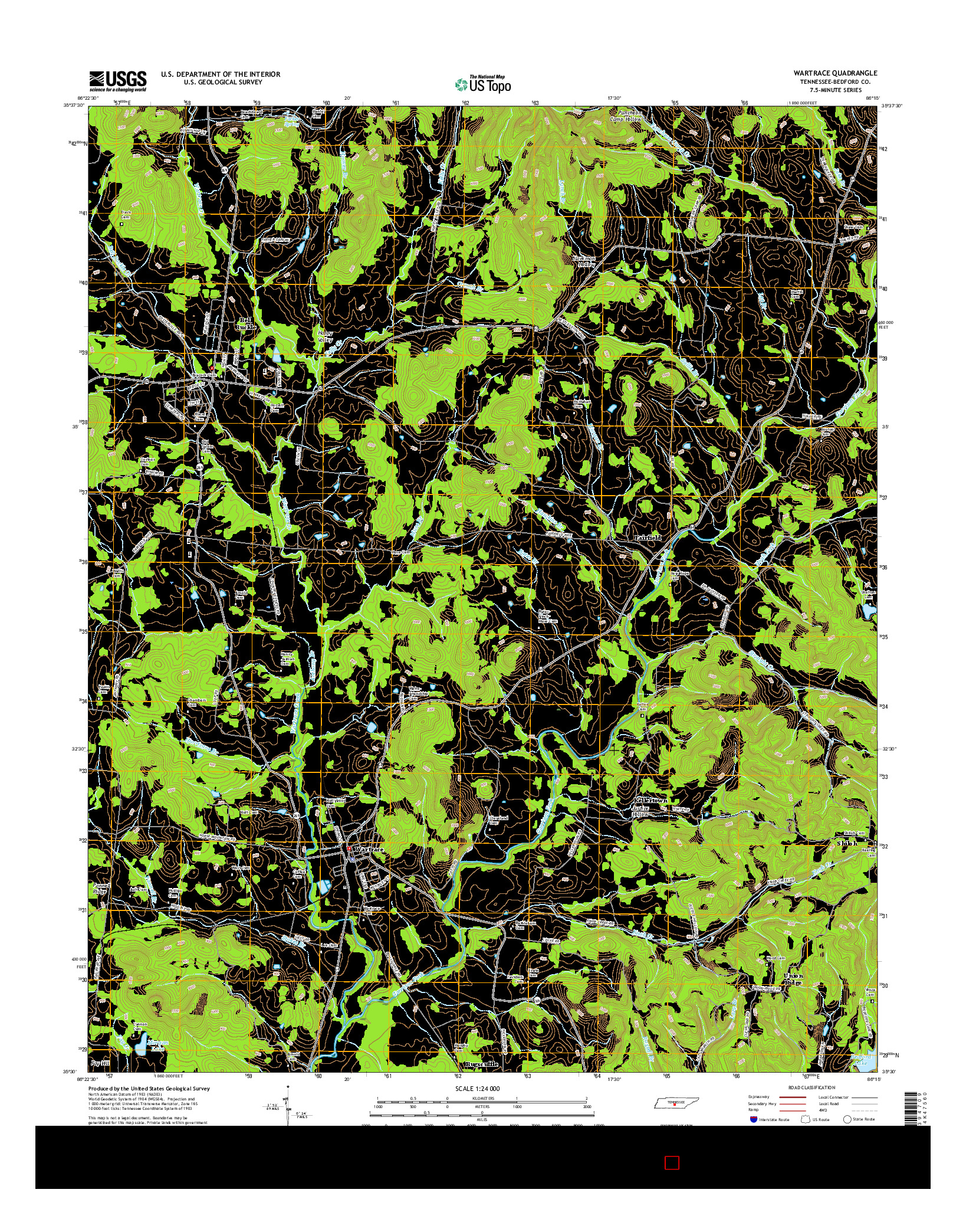 USGS US TOPO 7.5-MINUTE MAP FOR WARTRACE, TN 2016