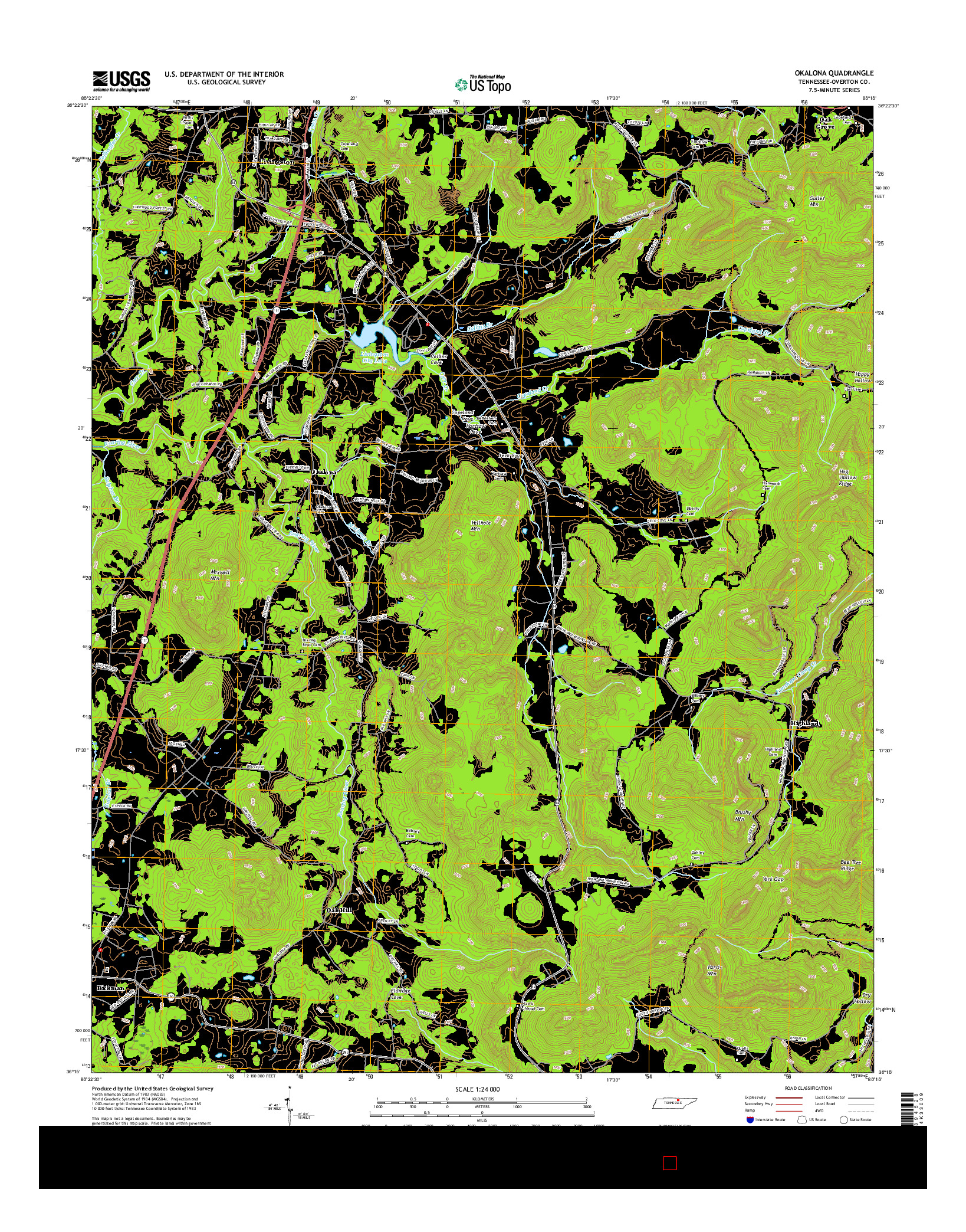 USGS US TOPO 7.5-MINUTE MAP FOR OKALONA, TN 2016