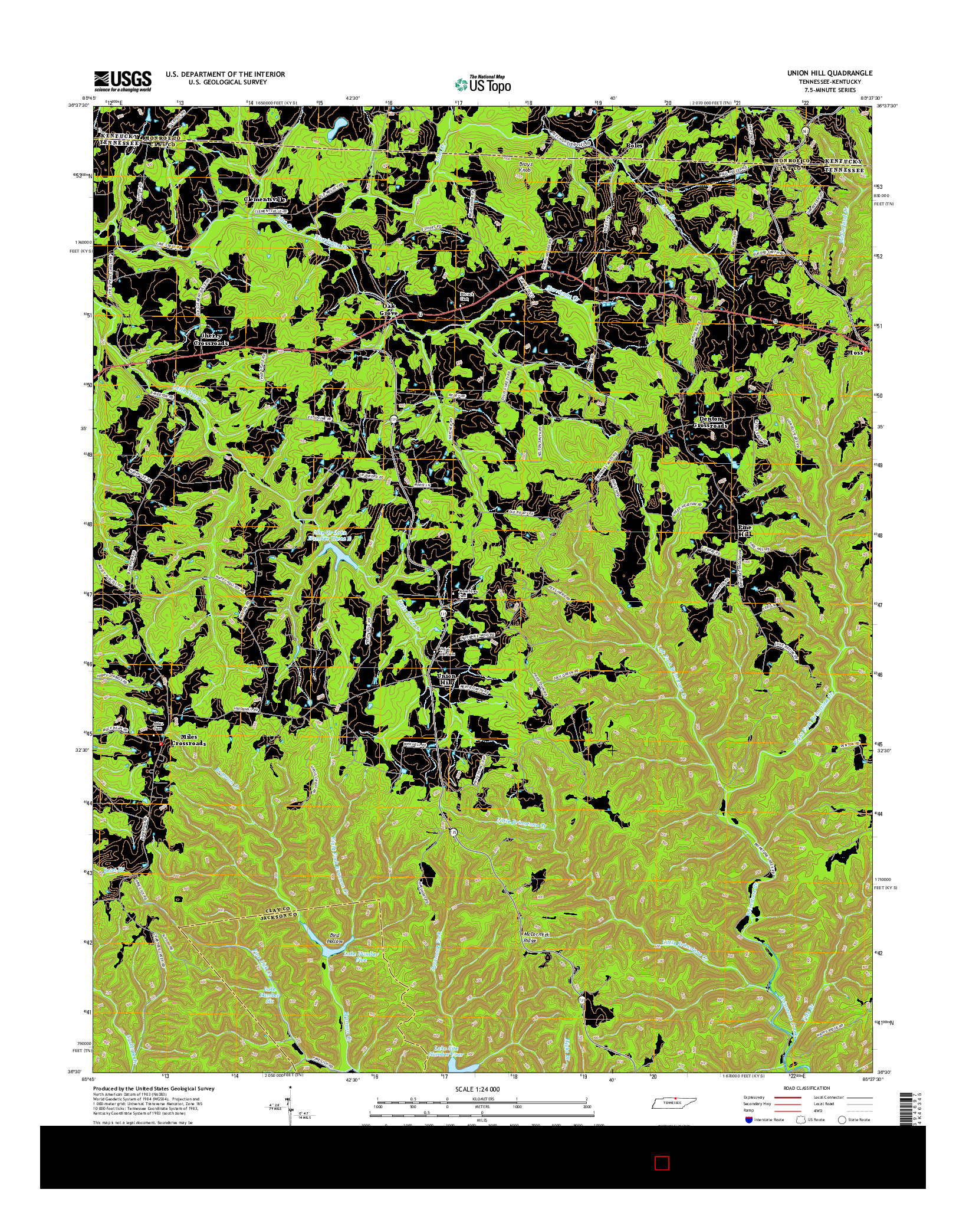 USGS US TOPO 7.5-MINUTE MAP FOR UNION HILL, TN-KY 2016