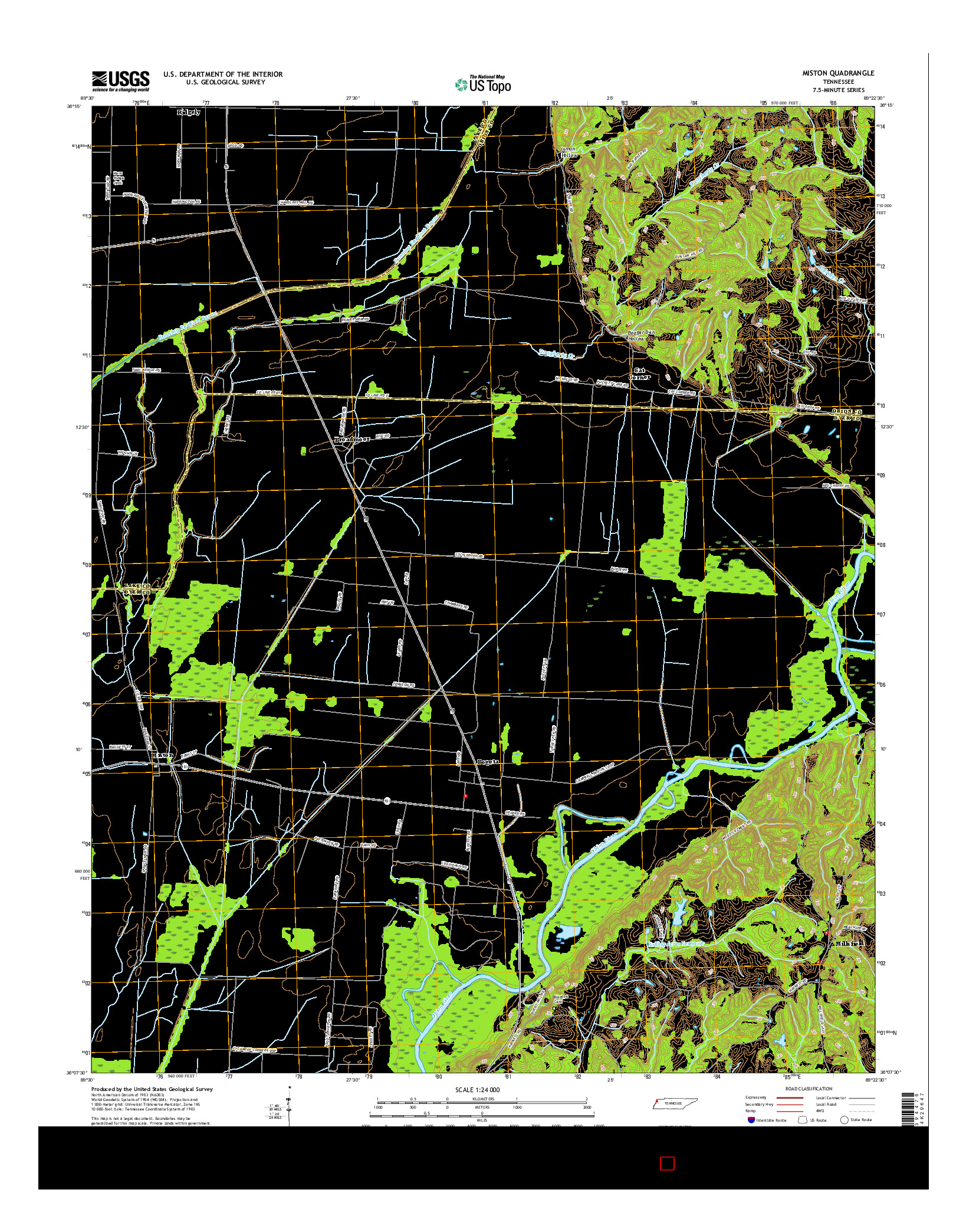 USGS US TOPO 7.5-MINUTE MAP FOR MISTON, TN 2016