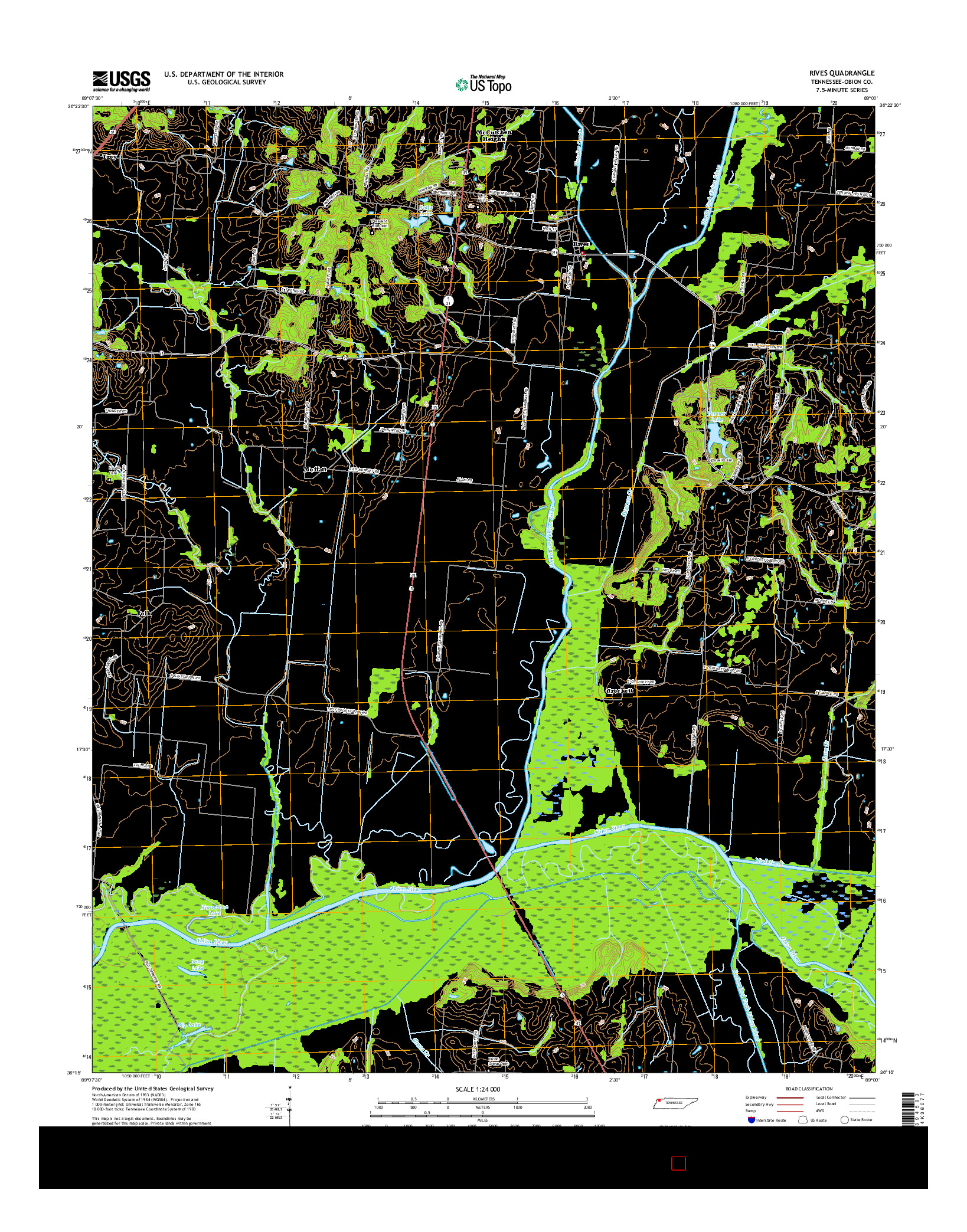 USGS US TOPO 7.5-MINUTE MAP FOR RIVES, TN 2016