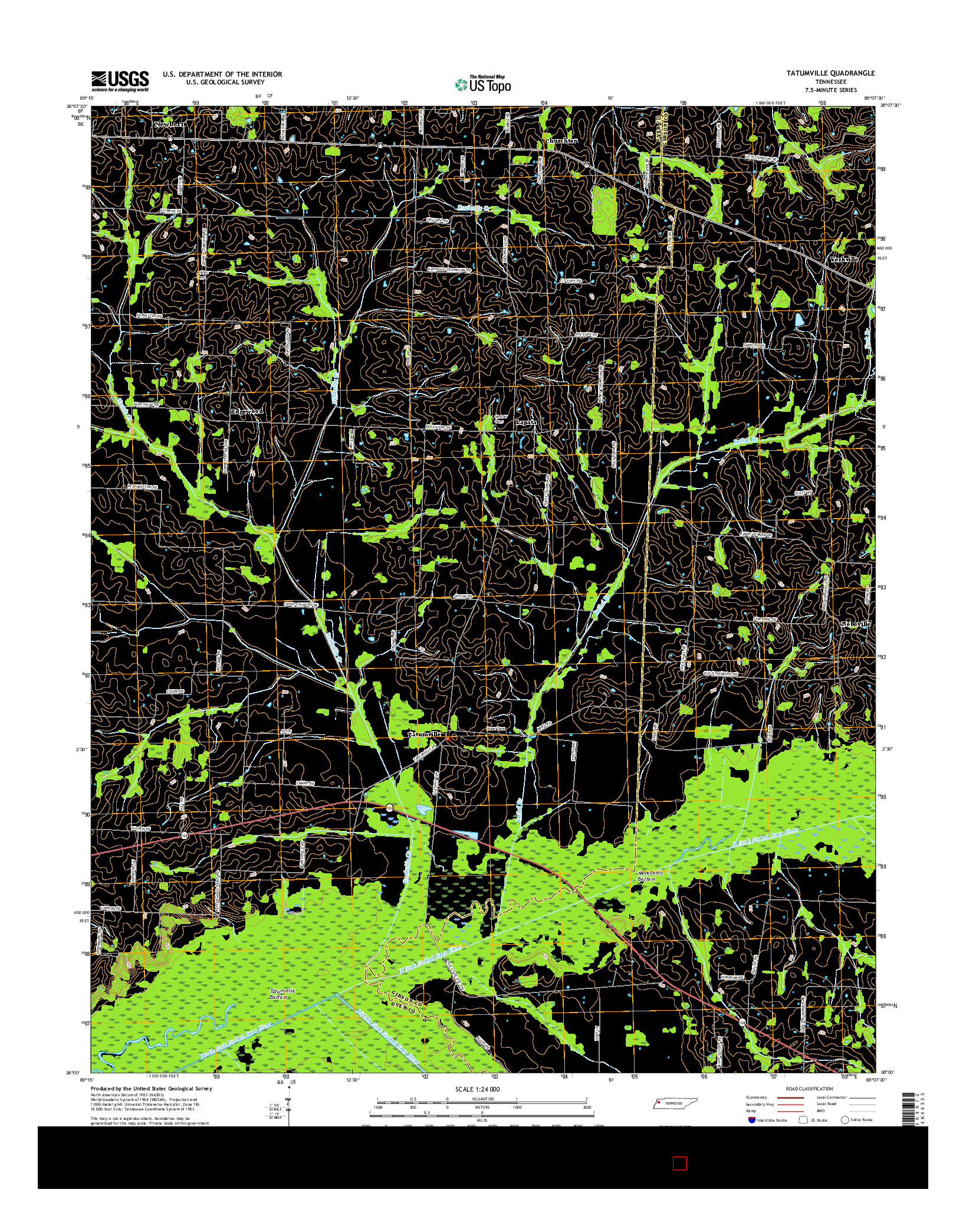 USGS US TOPO 7.5-MINUTE MAP FOR TATUMVILLE, TN 2016