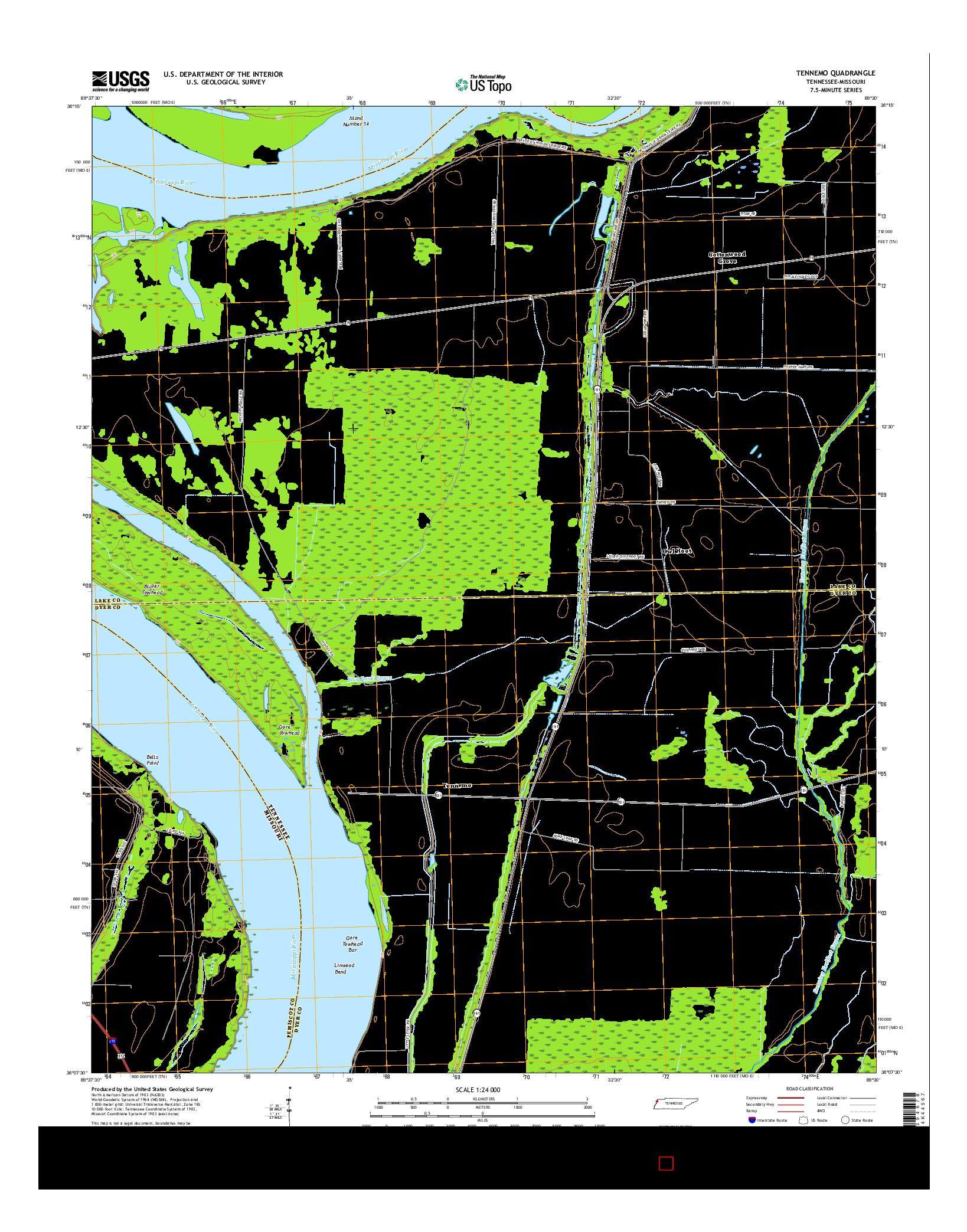 USGS US TOPO 7.5-MINUTE MAP FOR TENNEMO, TN-MO 2016