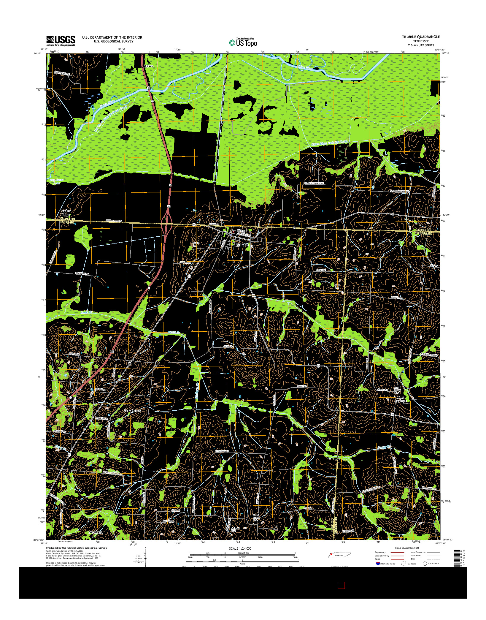 USGS US TOPO 7.5-MINUTE MAP FOR TRIMBLE, TN 2016