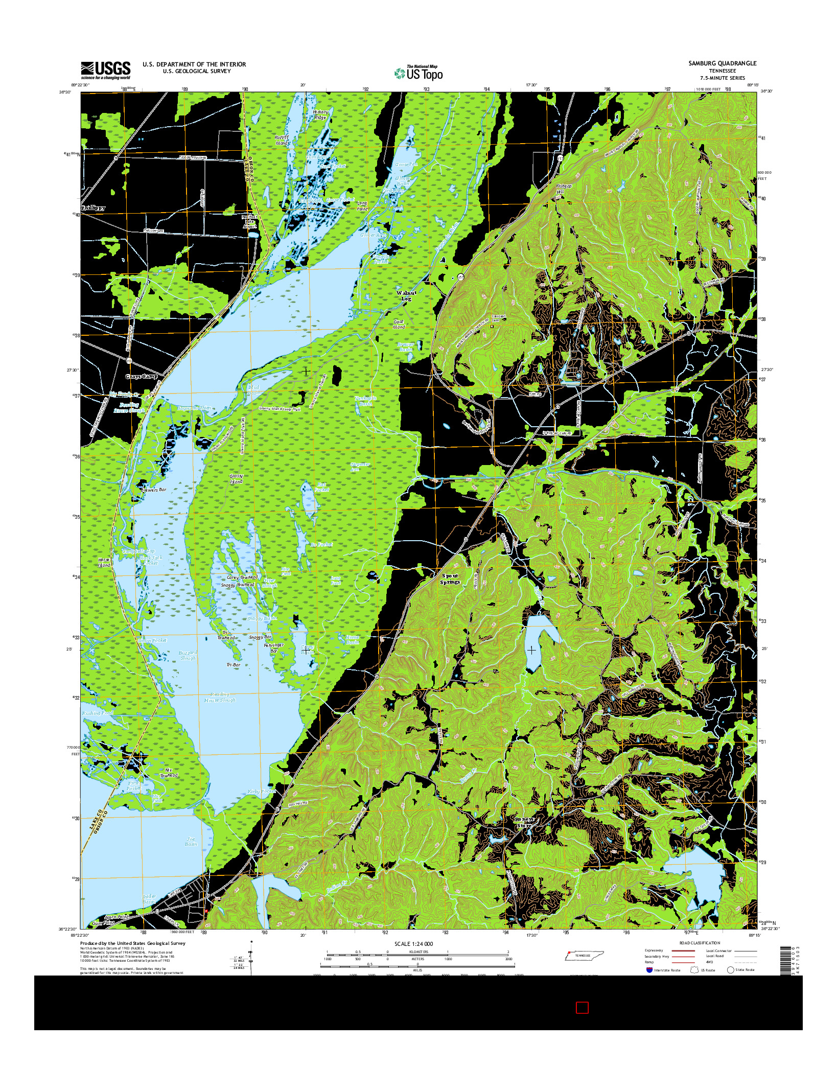 USGS US TOPO 7.5-MINUTE MAP FOR SAMBURG, TN 2016