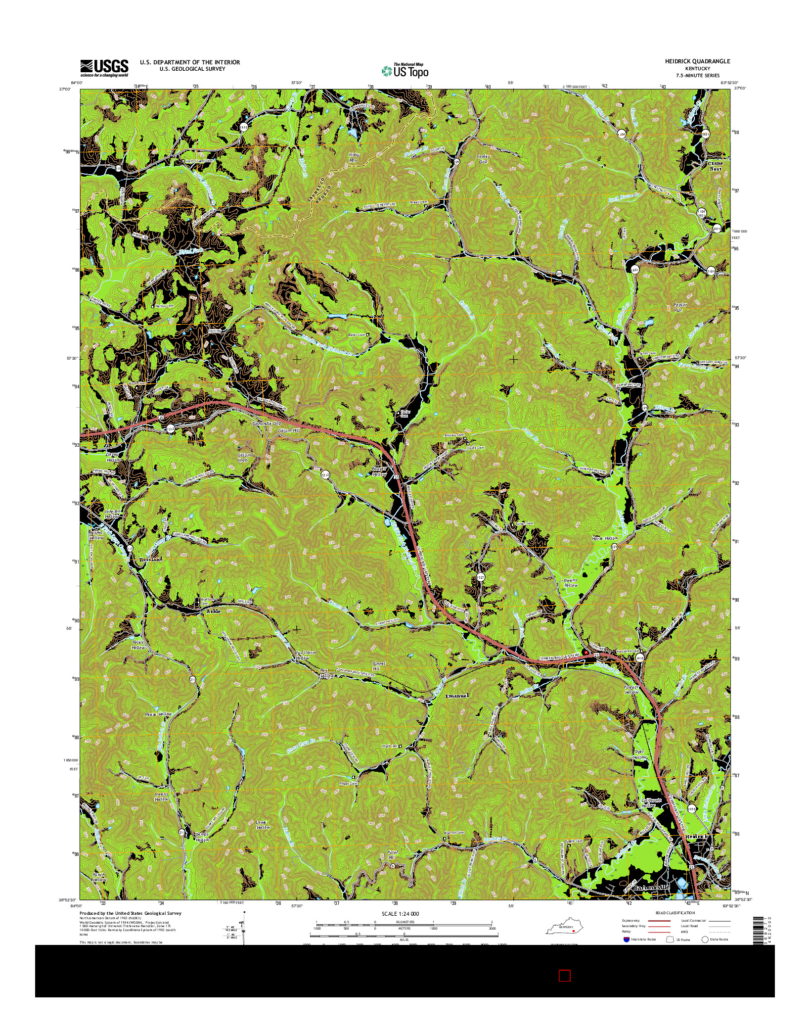 USGS US TOPO 7.5-MINUTE MAP FOR HEIDRICK, KY 2016