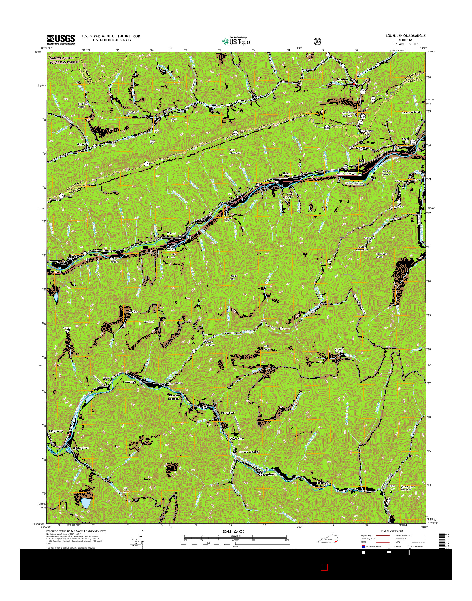 USGS US TOPO 7.5-MINUTE MAP FOR LOUELLEN, KY 2016