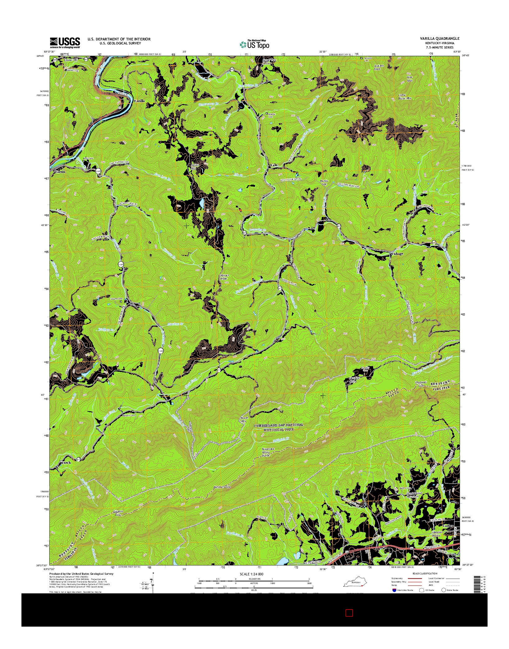 USGS US TOPO 7.5-MINUTE MAP FOR VARILLA, KY-VA 2016