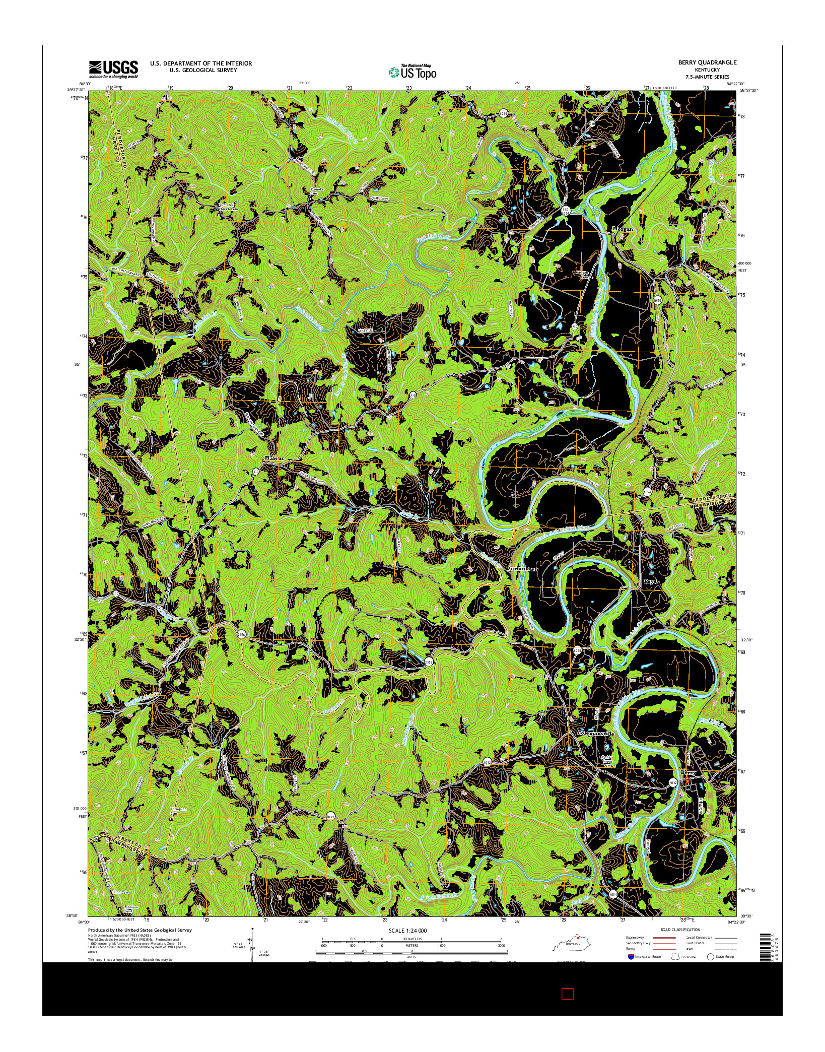 USGS US TOPO 7.5-MINUTE MAP FOR BERRY, KY 2016